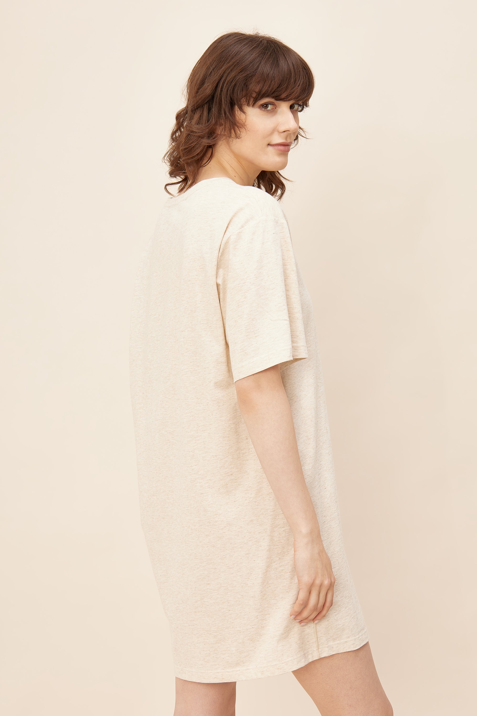 Feraud Beach Dress, 1/2 Sleeve, Round Neck Ivory Glow (3225106) Heather Nature