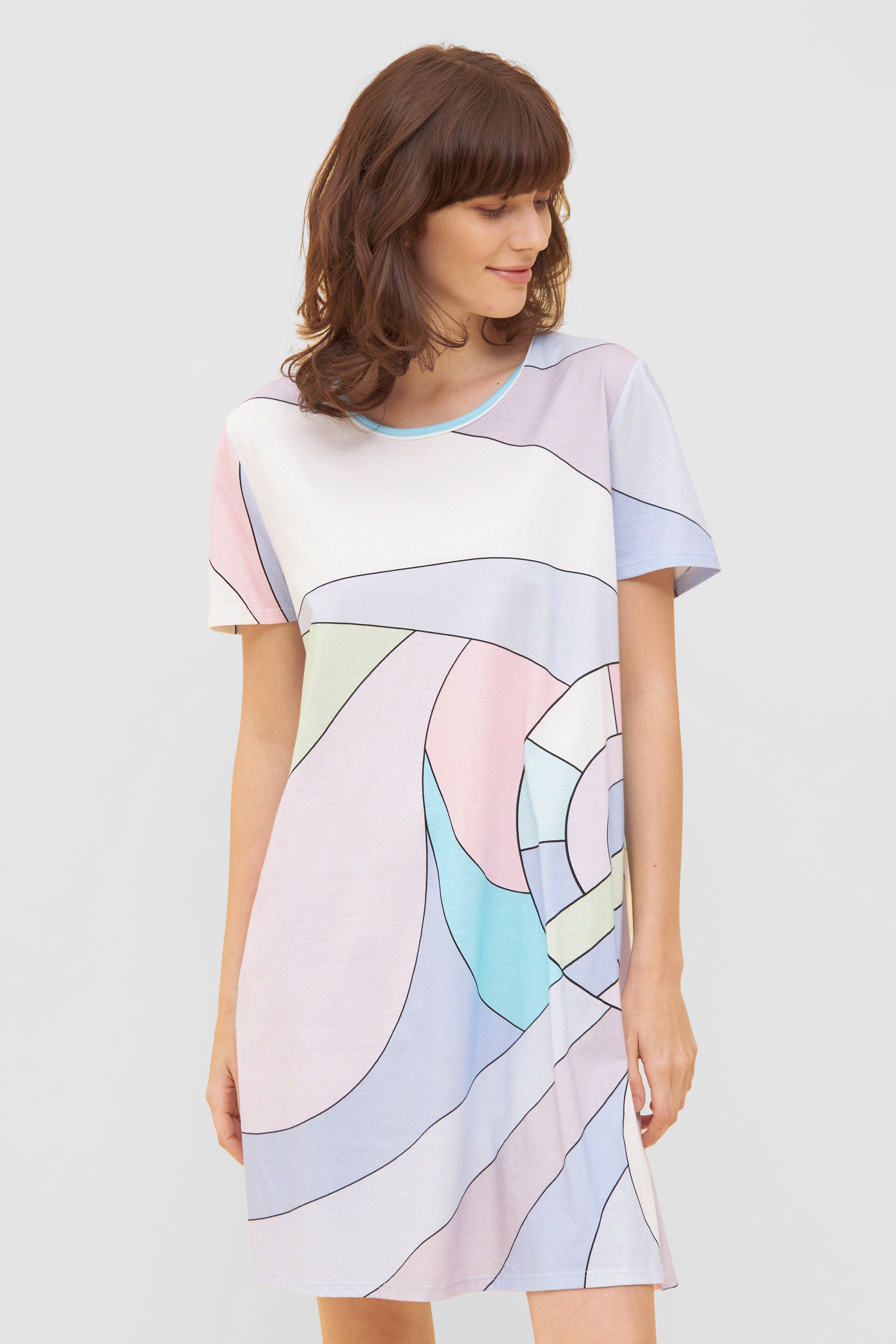 Feraud Night Dress, 1/2 Sleeve, Round Neck Art Logo (3231001) Colourmix