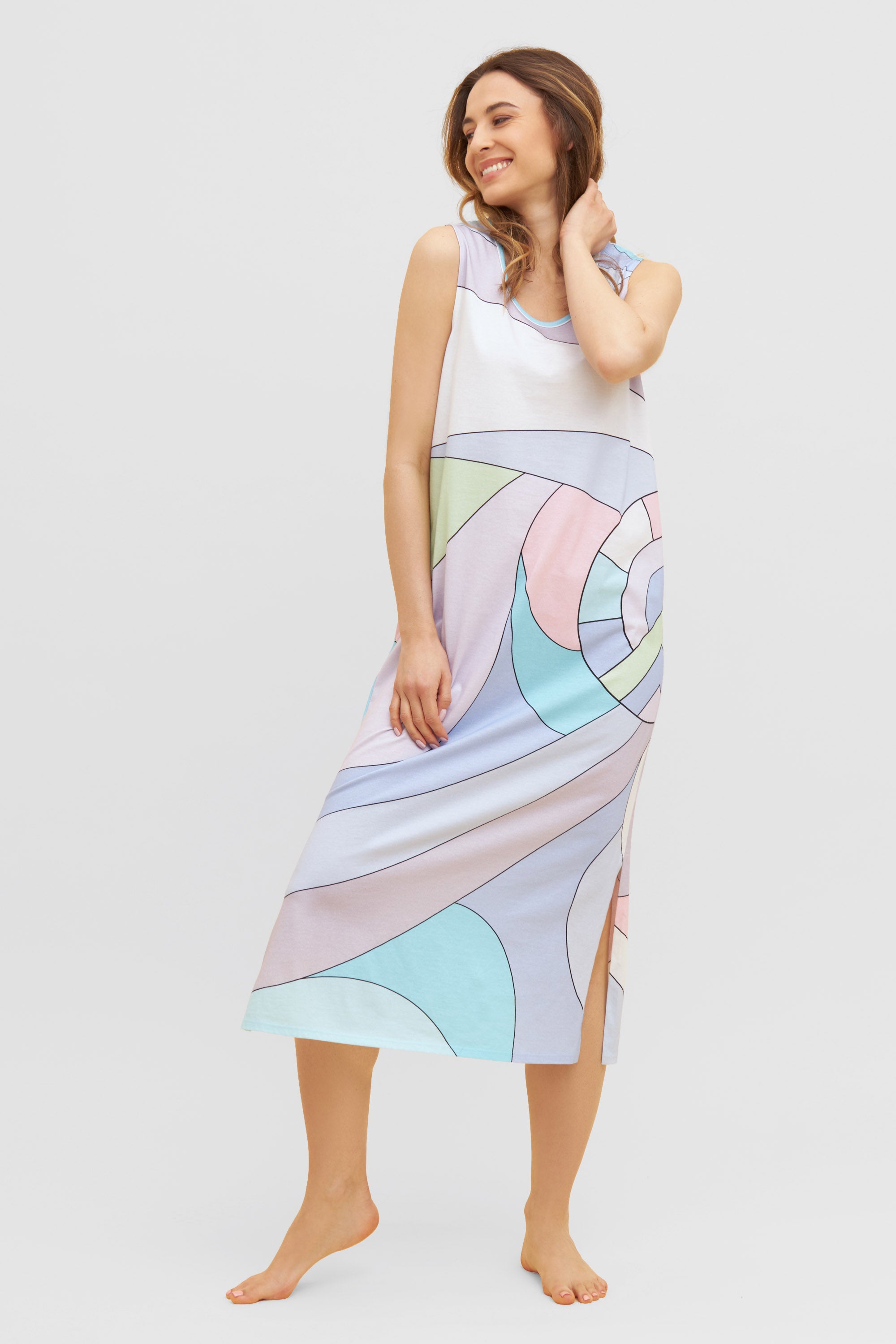 Feraud Night Dress, Sleeveless, Round Neck Art Logo (3231002) Colourmix
