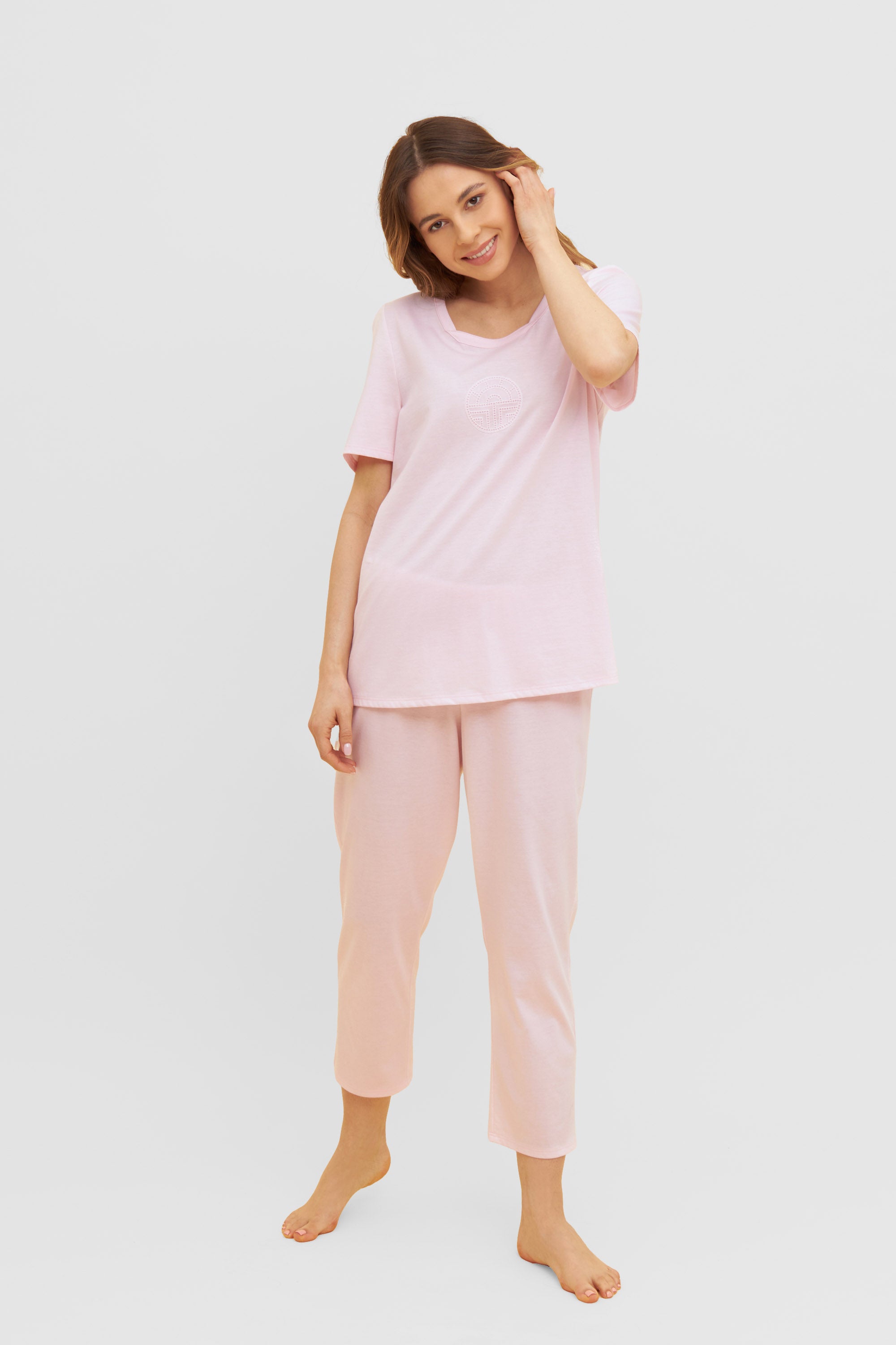 Feraud Pajama, 1/2 Sleeve, Pants 7/8, Angular Neck (3231007) Rosewater