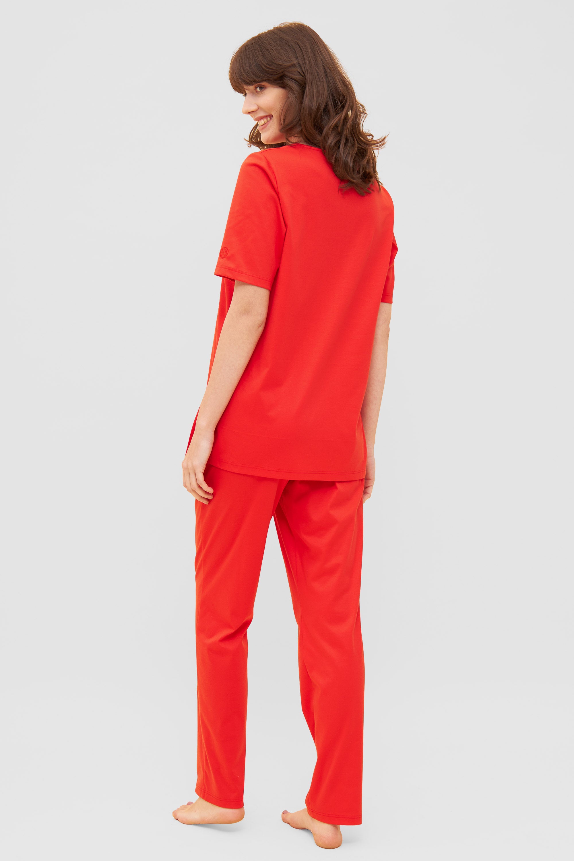 Feraud Pajama, 1/2 Sleeve, Pants 1/1, V-Neck Uni El (3231010) Hot Red