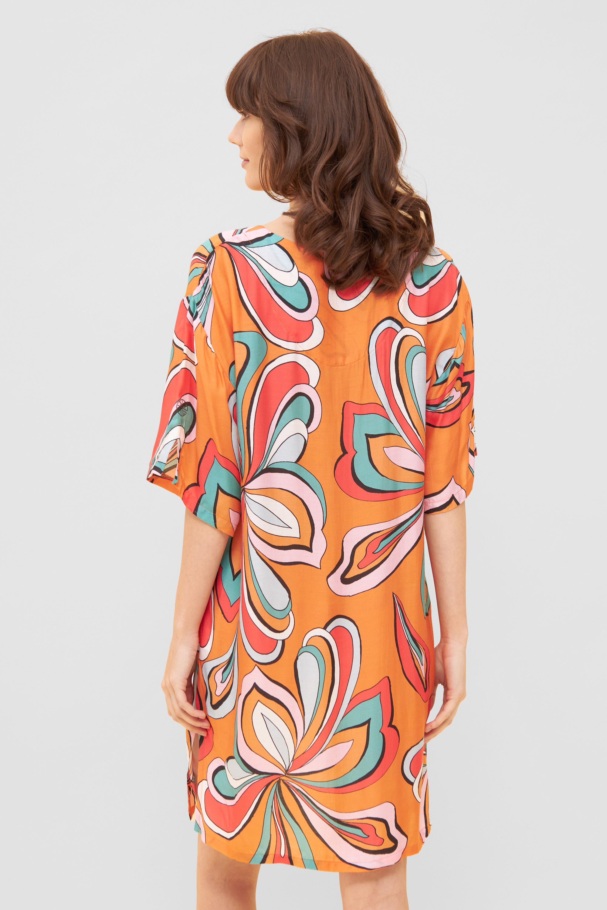 Feraud Night Dress, 1/2 Sleeve, Round Neck Gipsy Flower (3231017) Ornamental Print