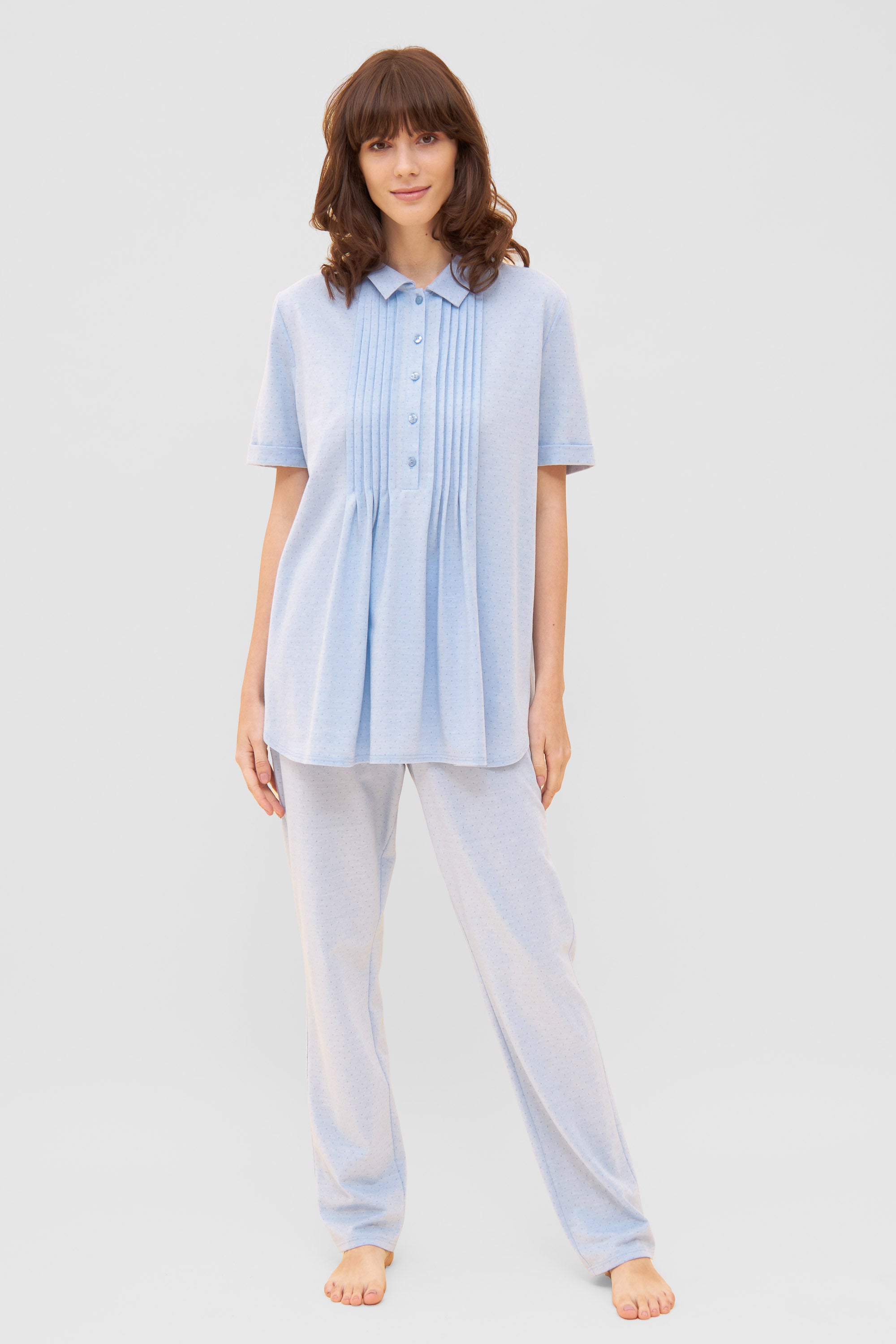 Feraud Pajama, 1/2 Sleeve, Pants 1/1, Button Panel (3231022) Skyblue