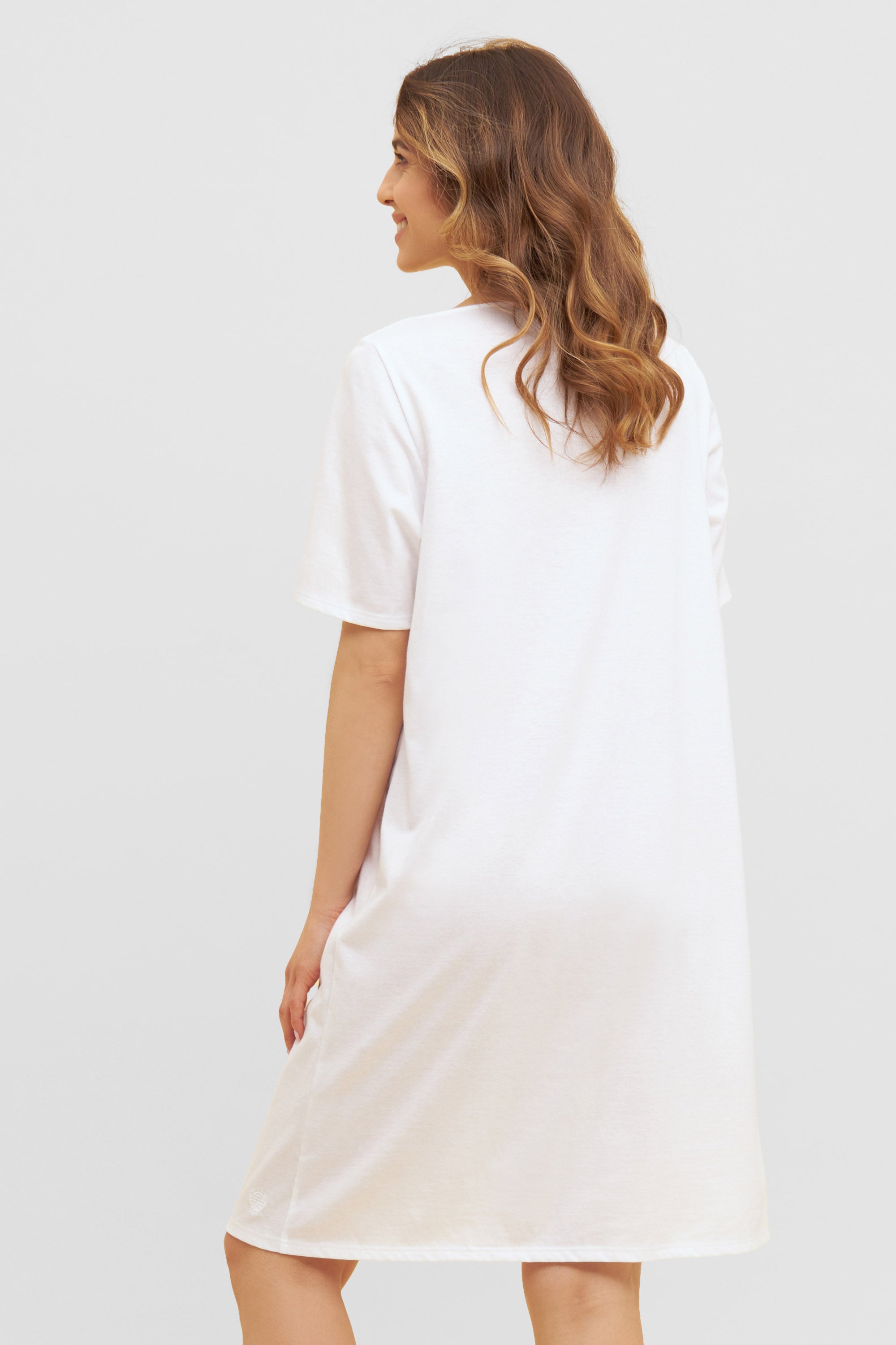 Feraud Night Dress, 1/2 Sleeve, V-Neck Graphic Lace (3231118) White