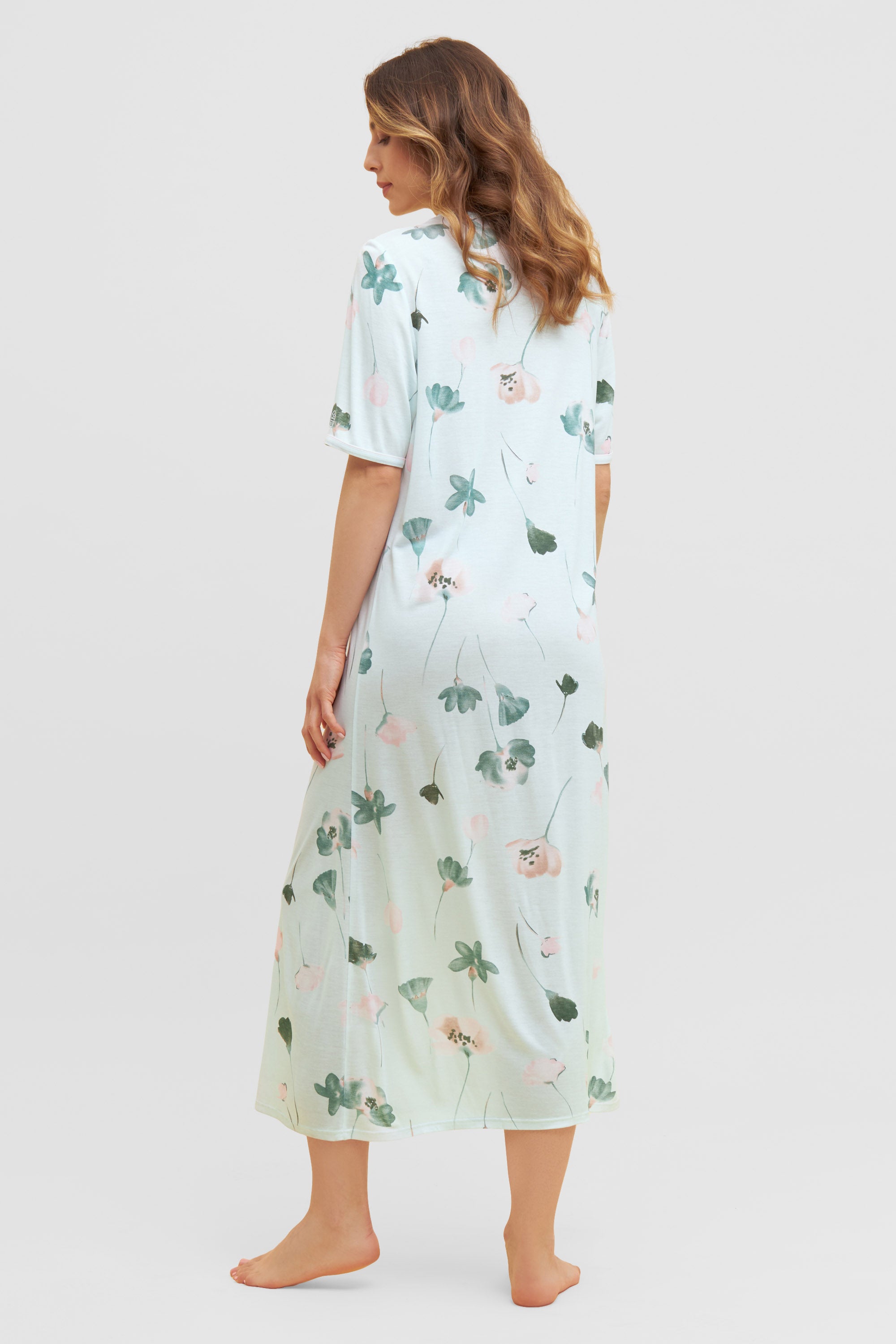 Feraud Night Dress, 1/2 Sleeve, V-Neck Pastel Flower (3231122) Pastell Flowers