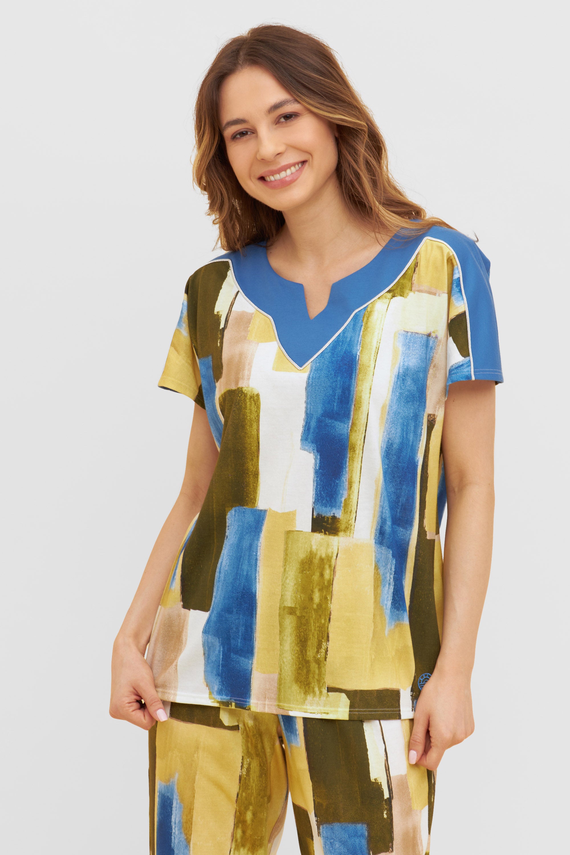 Feraud Pajama, Overcut, Pants 1/1, Round Neck Graph (3231130) Artstripe