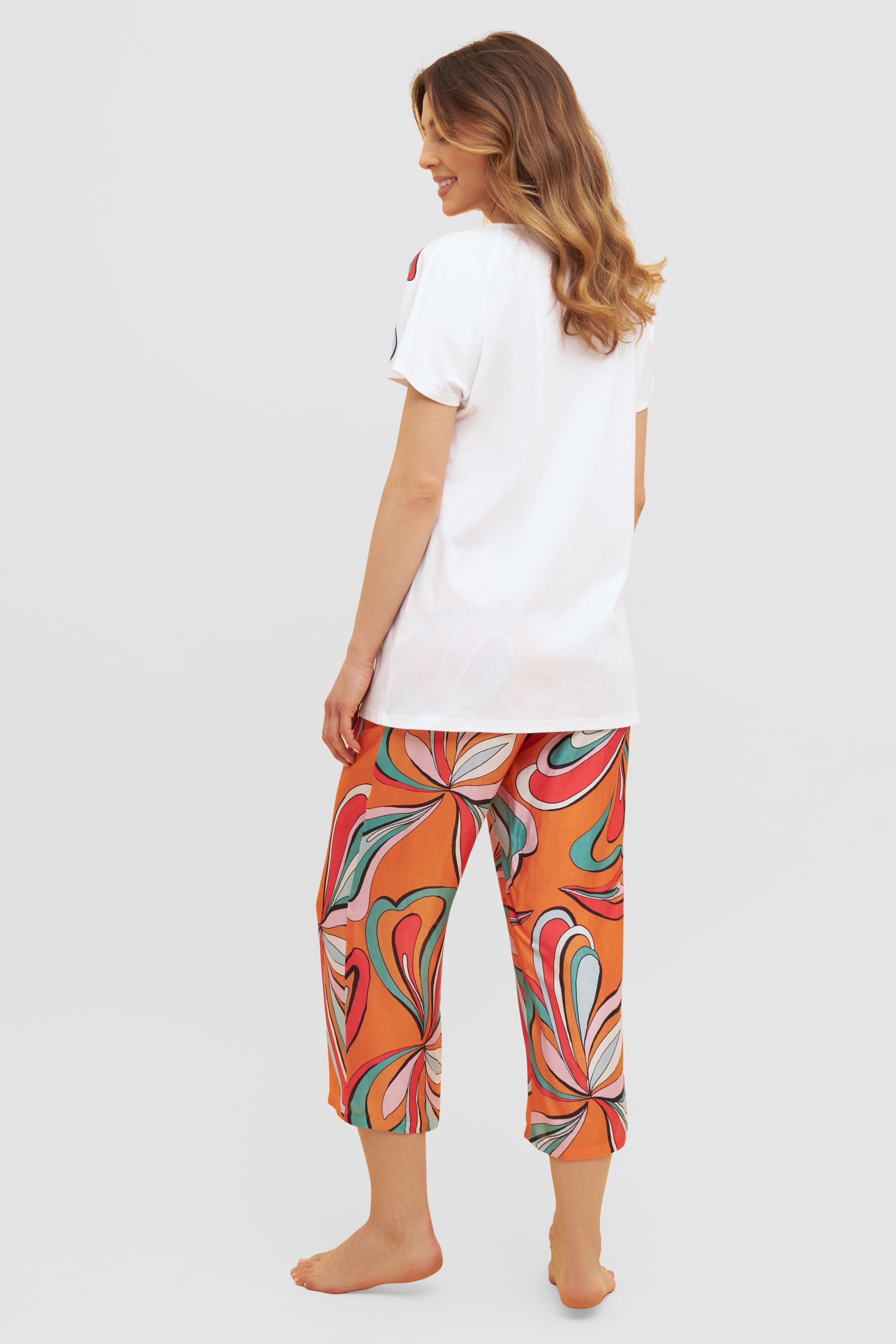 Feraud Pajama, 1/2 Sleeve, Pants 7/8, Round Neck Mo (3231132) White-Multicolor