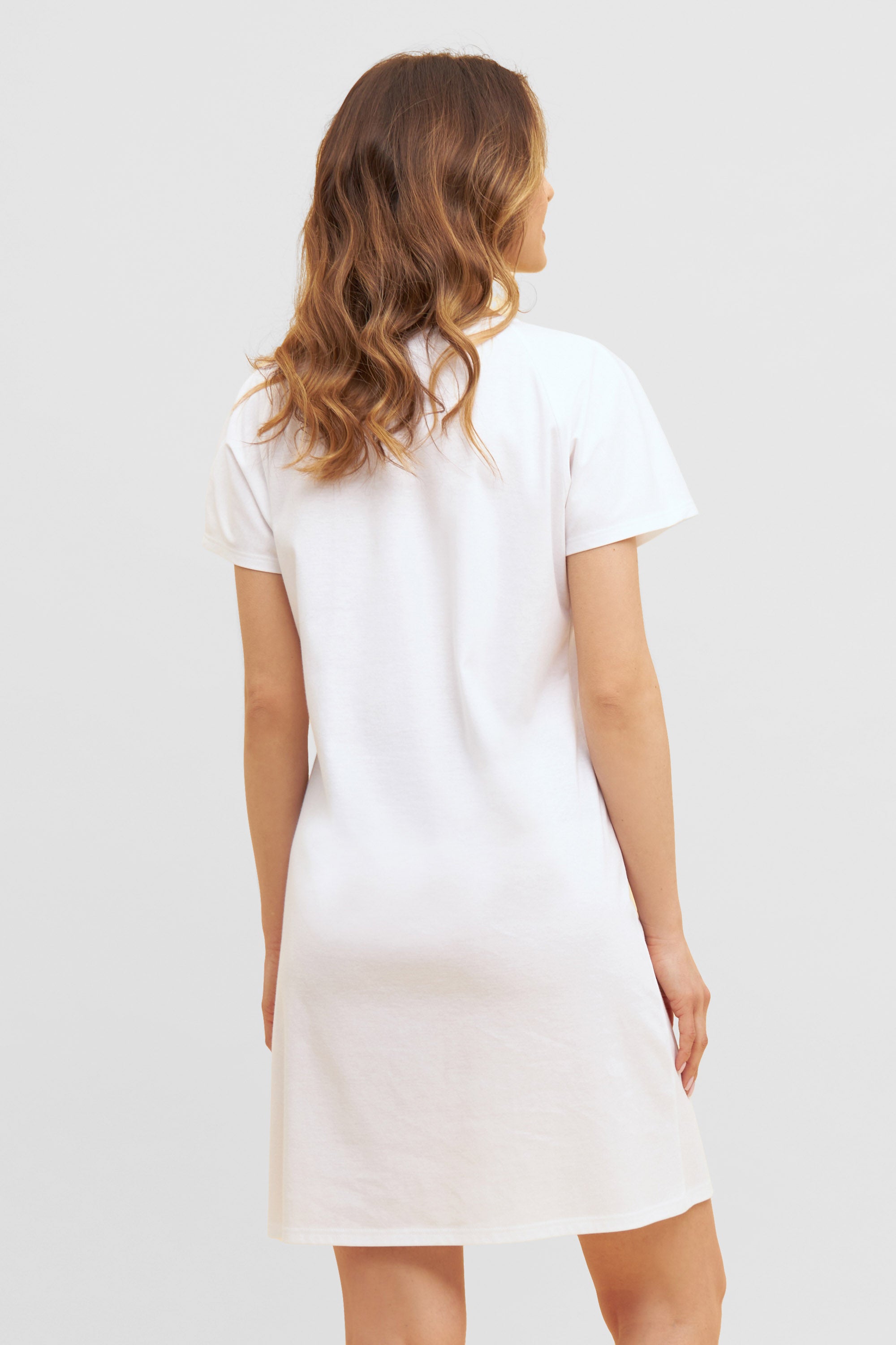 Feraud Night Dress, 1/2 Sleeve, Round Neck, Motiv Modern (3231133) White-Multicolor