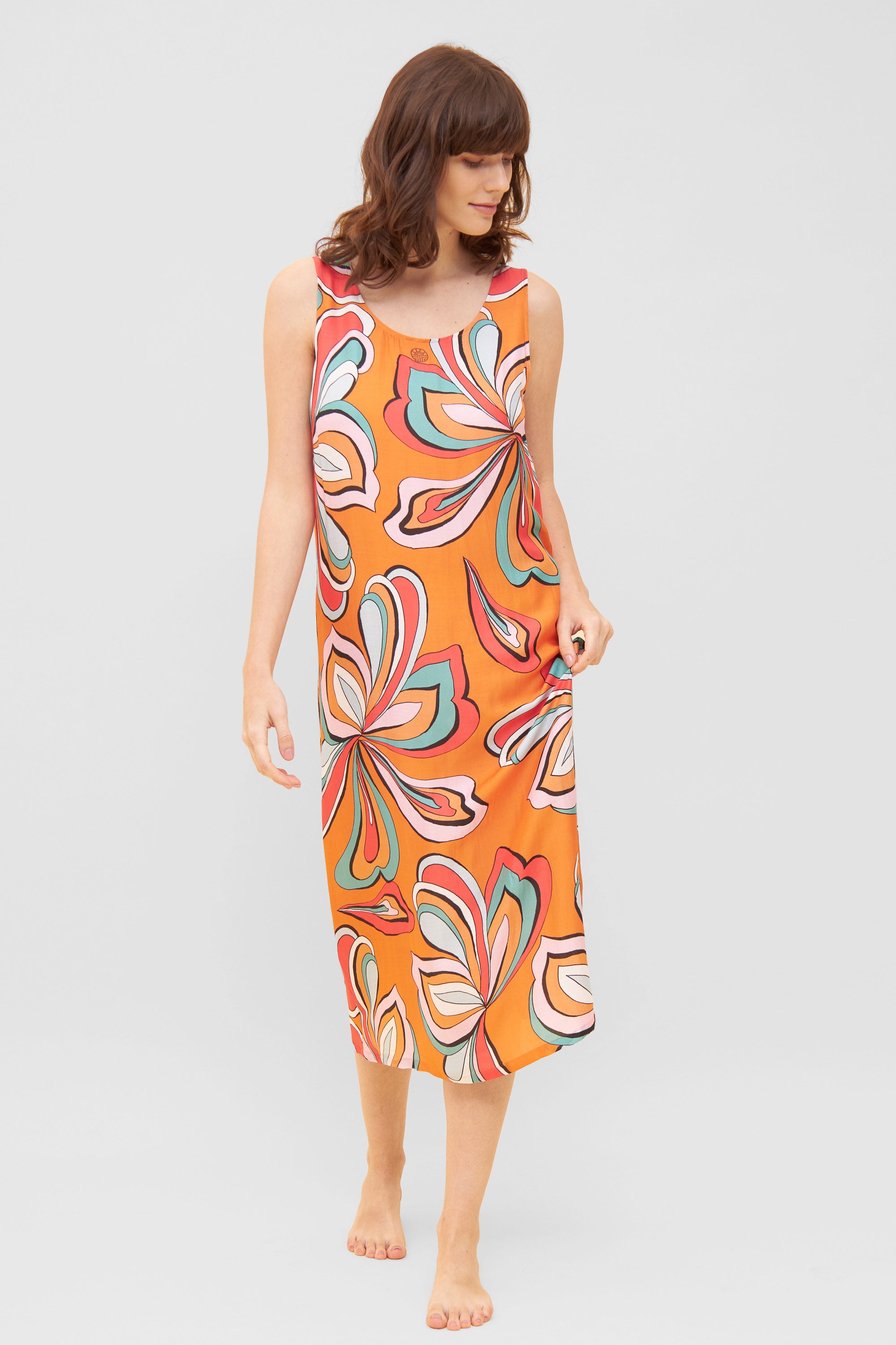 Feraud Night Dress, Sleeveless, Round Neck Gipsy Flower (3231136) Ornamental Print