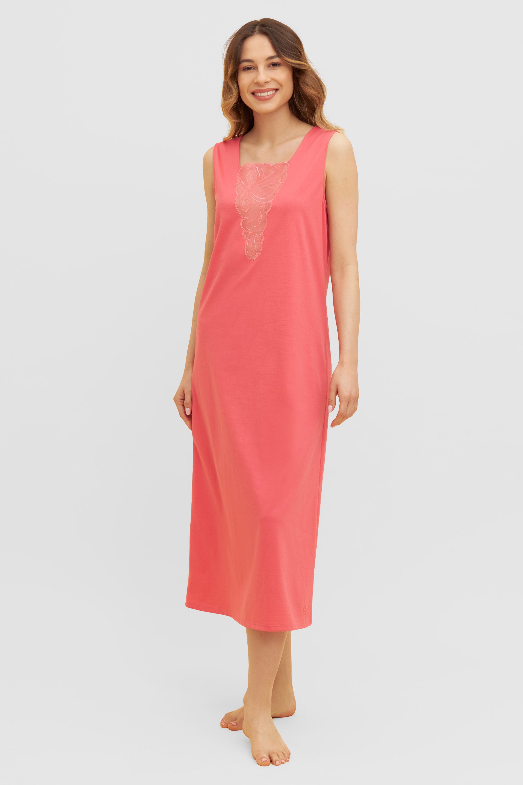 Feraud Night Dress, Sleeveless, Angular Neck Couture Lac (3231139) Coralle