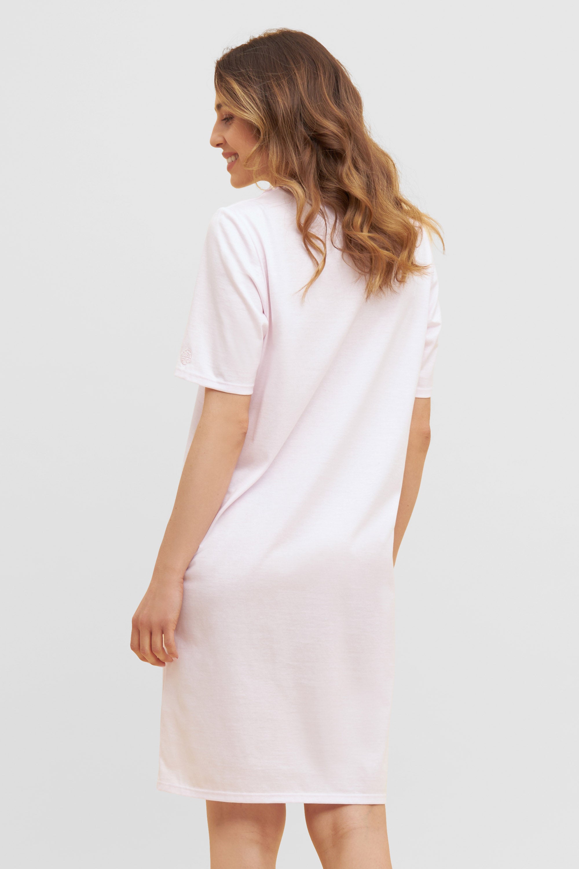 Feraud Night Dress, 1/2 Sleeve, Round Neck Flower Decoll (3231145) Rose