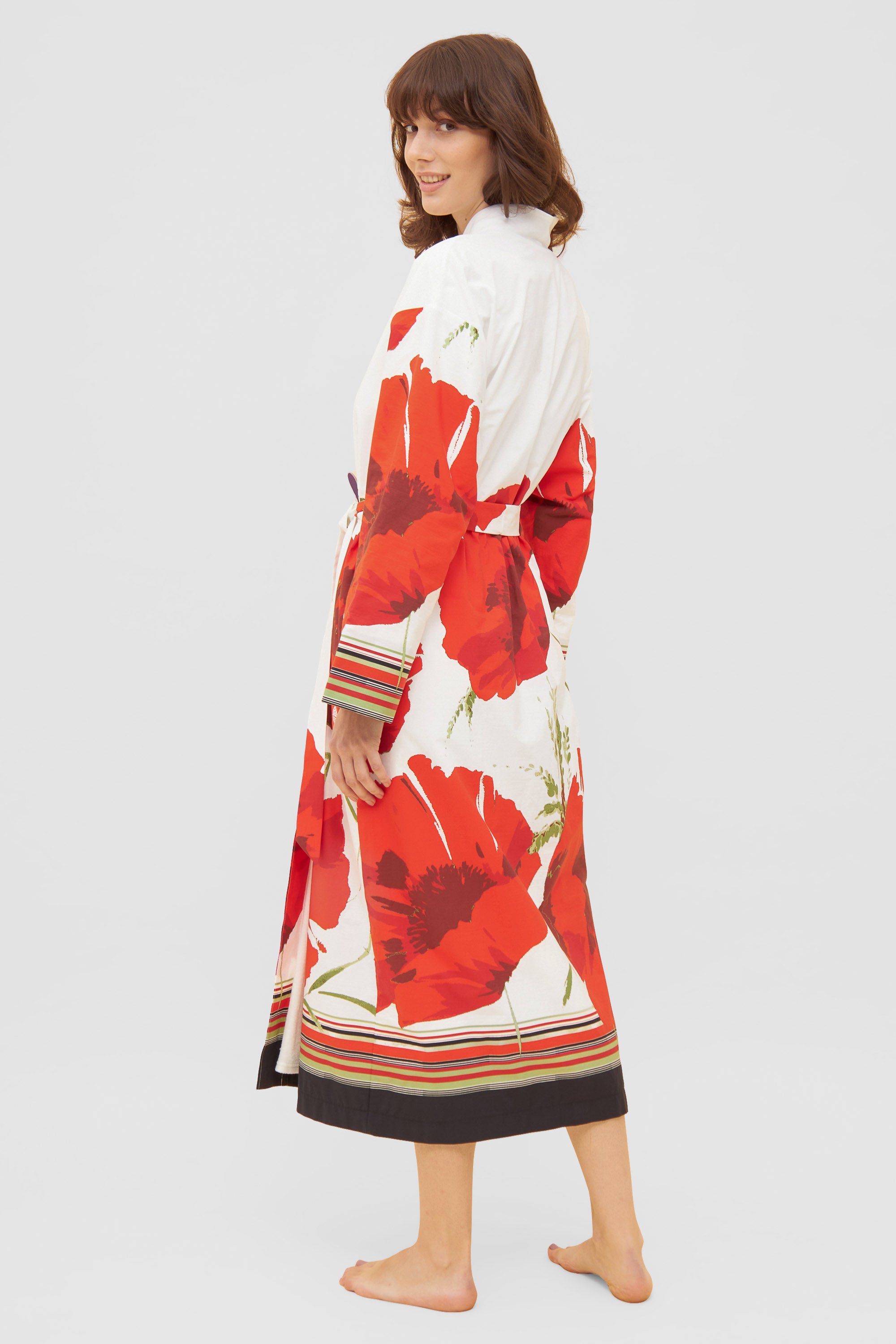 Feraud Robe, 1/1 Sleeve, Wrap-Around, Lined Chr (3231153) Placed Flowers