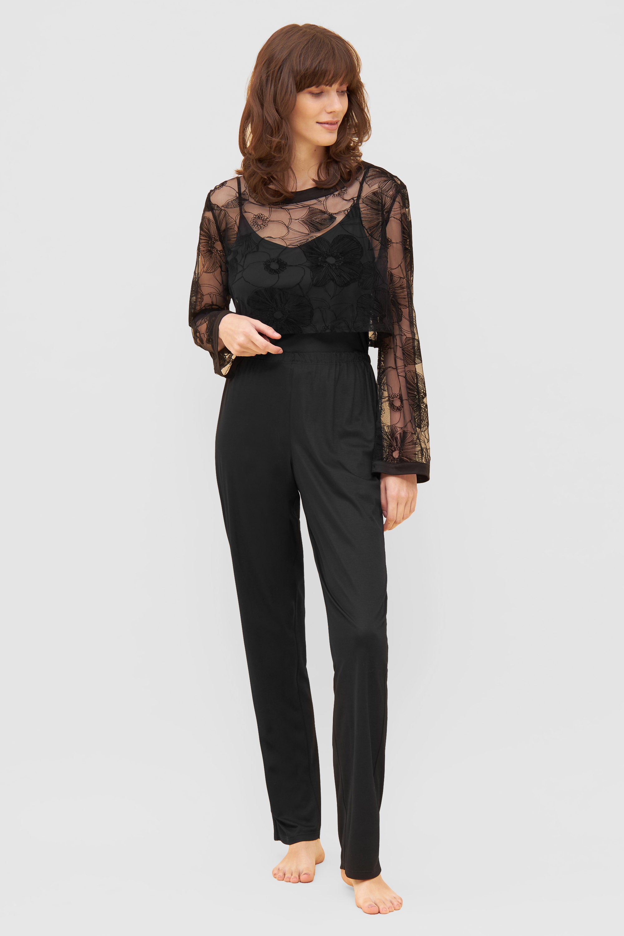Feraud Pajama, 1/1 Sleeve, Pants 1/1, Round Neck Pu (3231154) Black