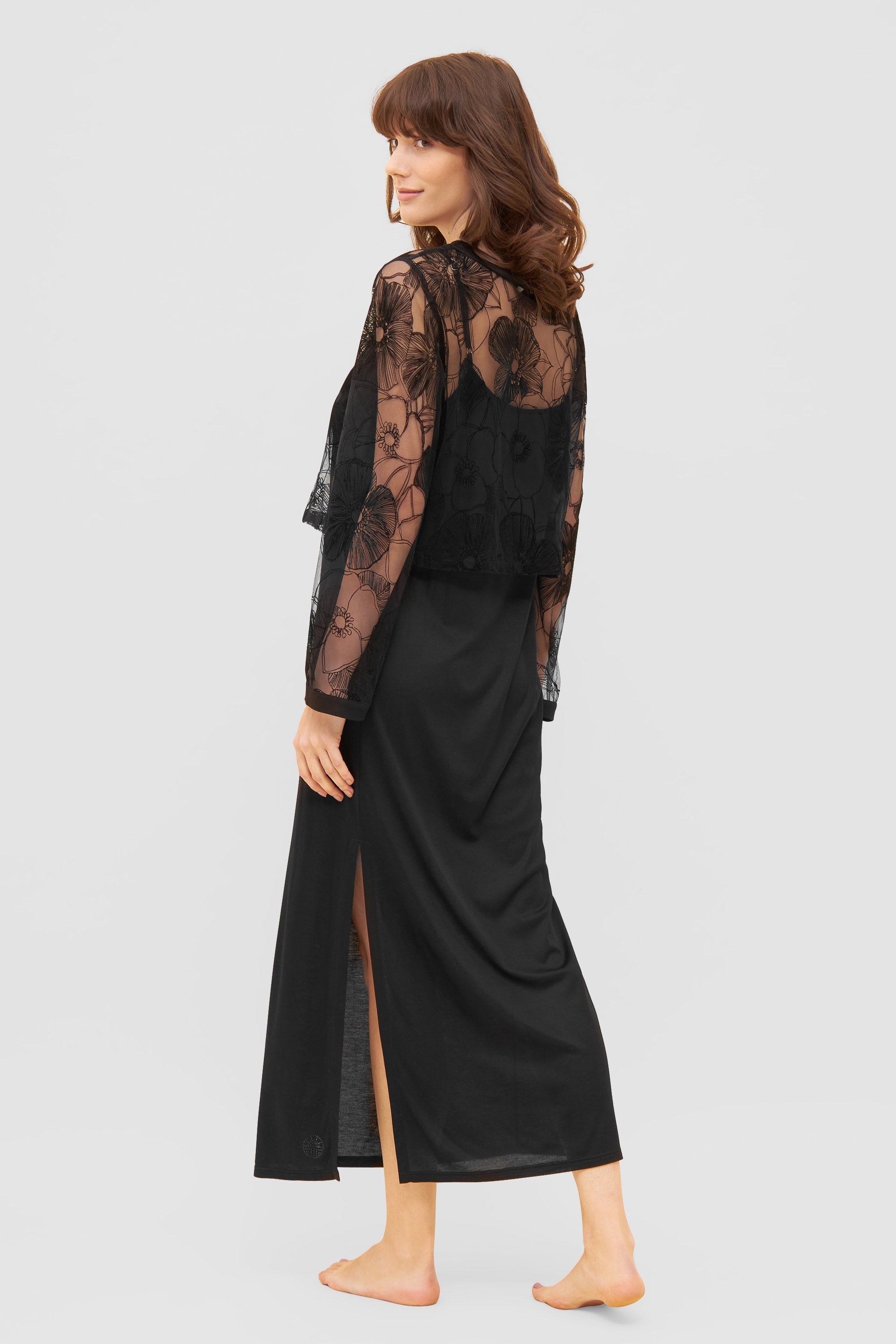 Feraud Night Dress, 1/1 Sleeve, Round Neck Pure Elegance (3231155) Black
