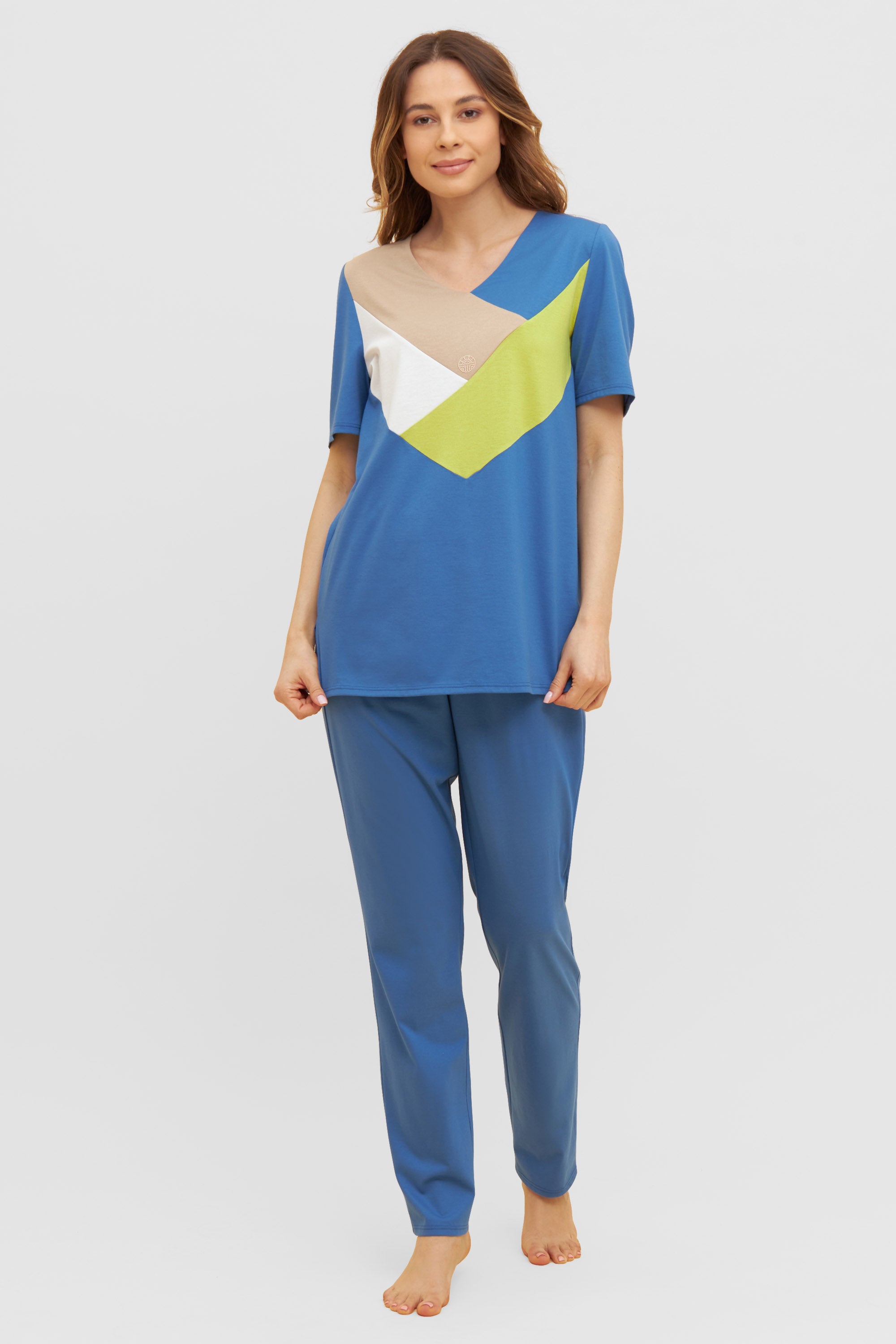 Feraud Pajama, 1/2 Sleeve, Pants 1/1, V-Neck Colour (3231156) Colourmix Blue
