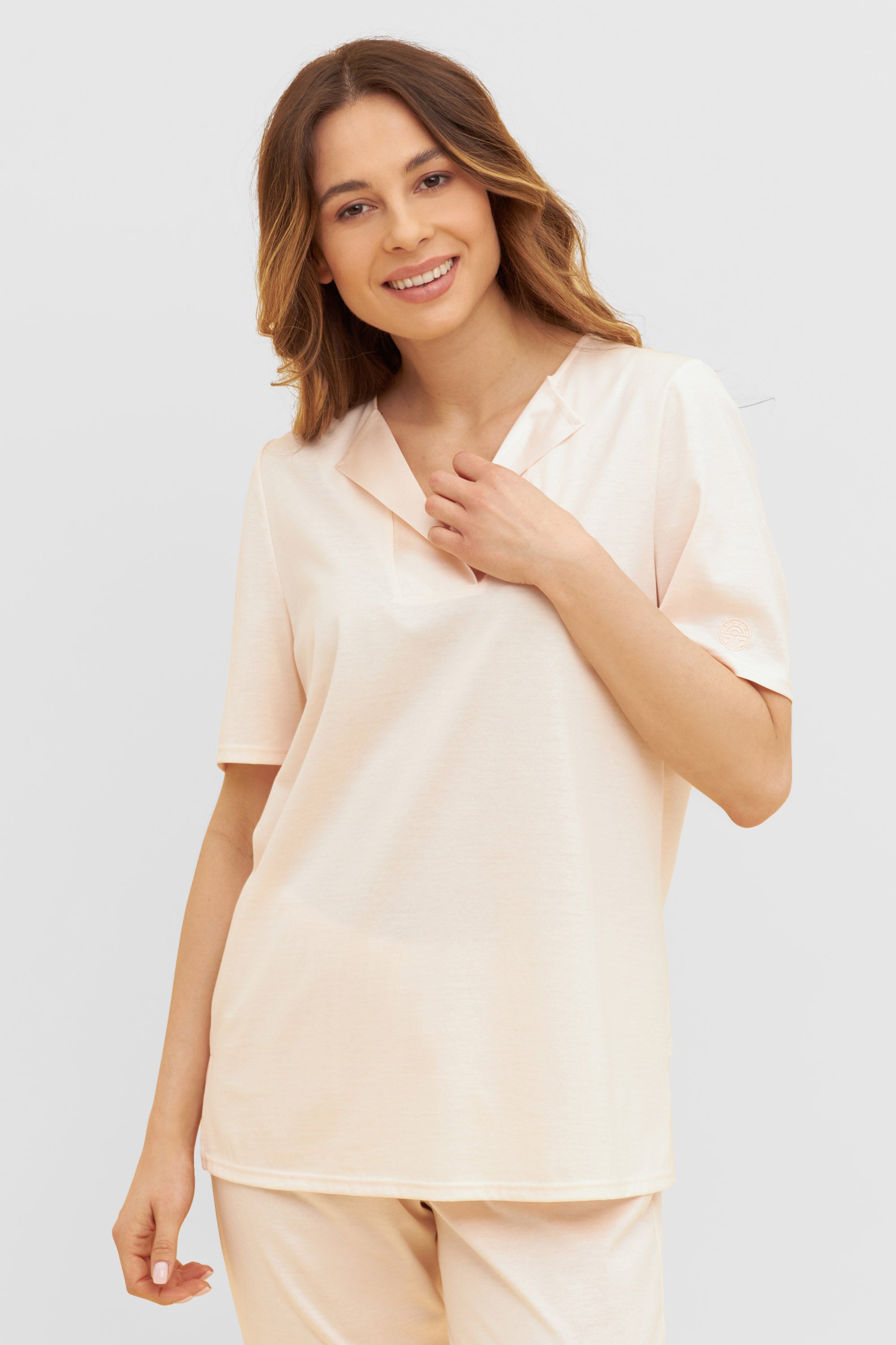 Feraud Pajama, 1/2 Sleeve, Pants 1/1, V-Neck Soft L (3231166) Peach
