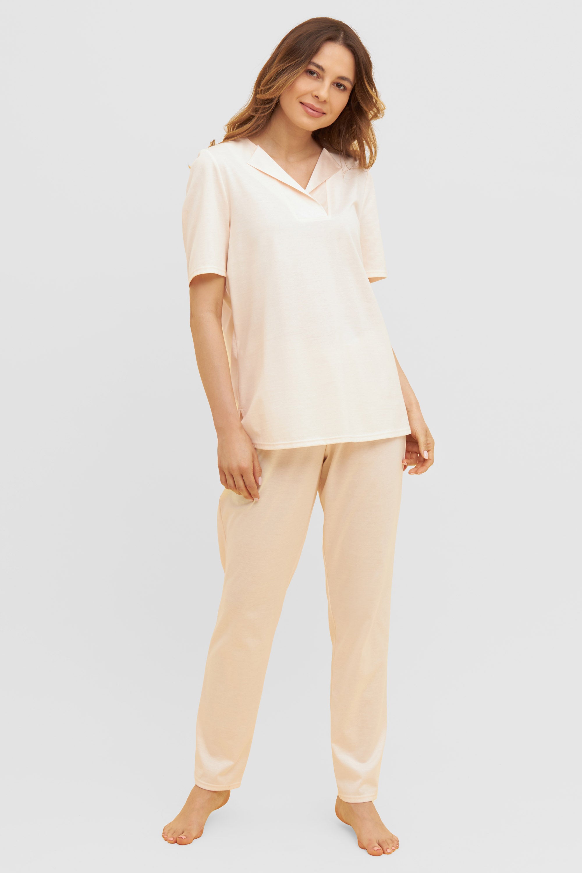 Feraud Pajama, 1/2 Sleeve, Pants 1/1, V-Neck Soft L (3231166) Peach