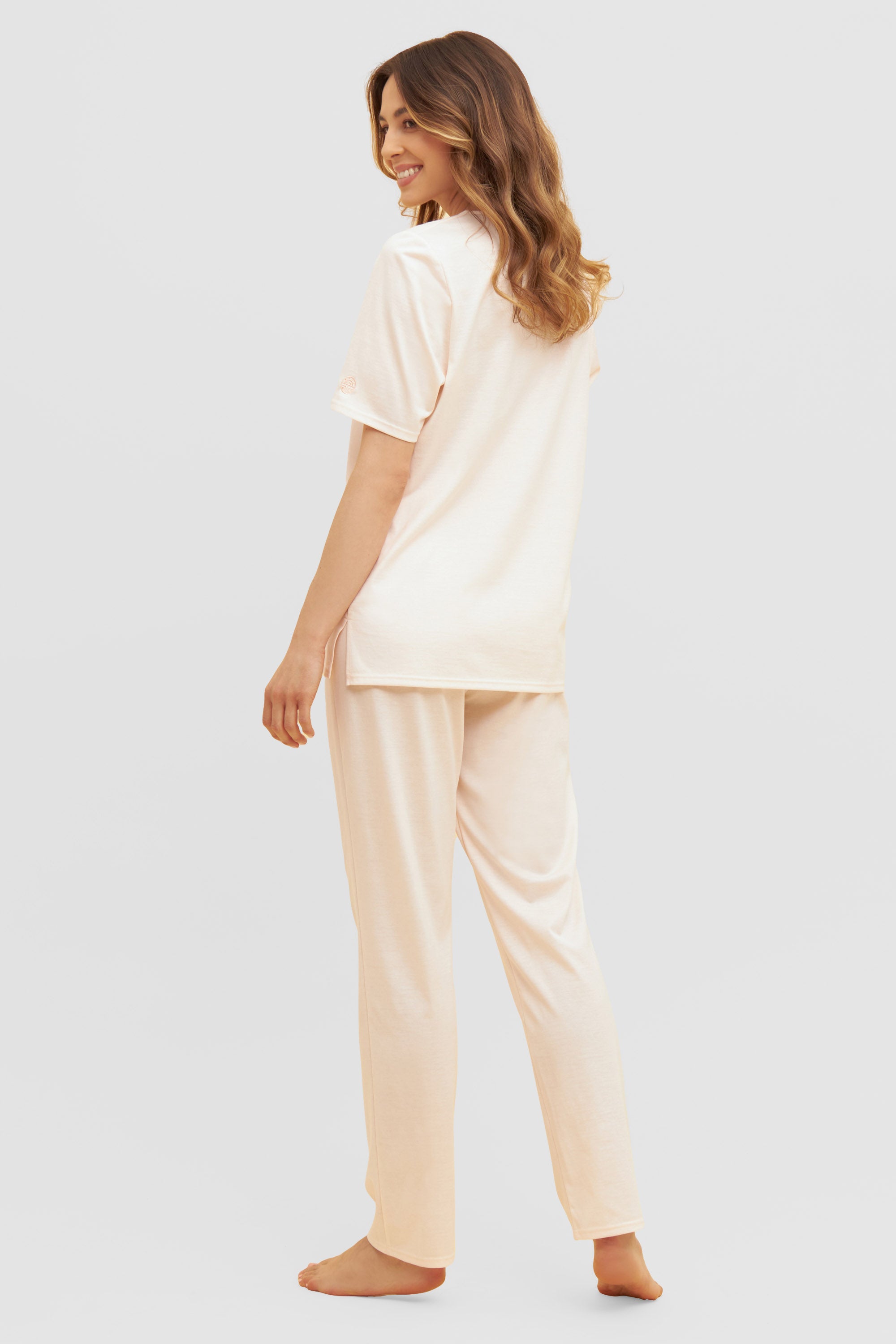 Feraud Pajama, 1/2 Sleeve, Pants 1/1, V-Neck Soft L (3231166) Peach