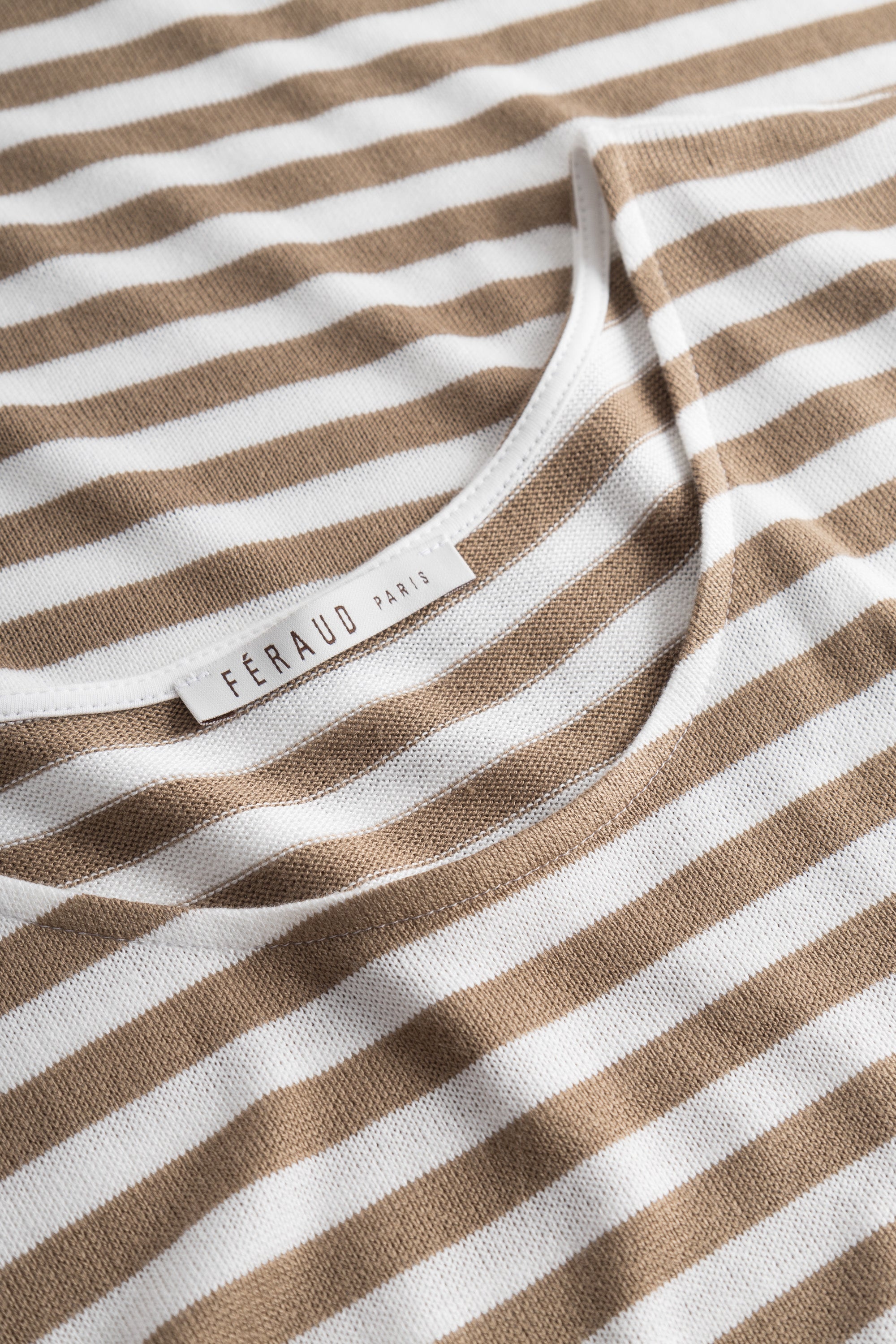 Feraud Shirt, Overcut, Round Neck Knit Ringlet (3231175) White-Toffee
