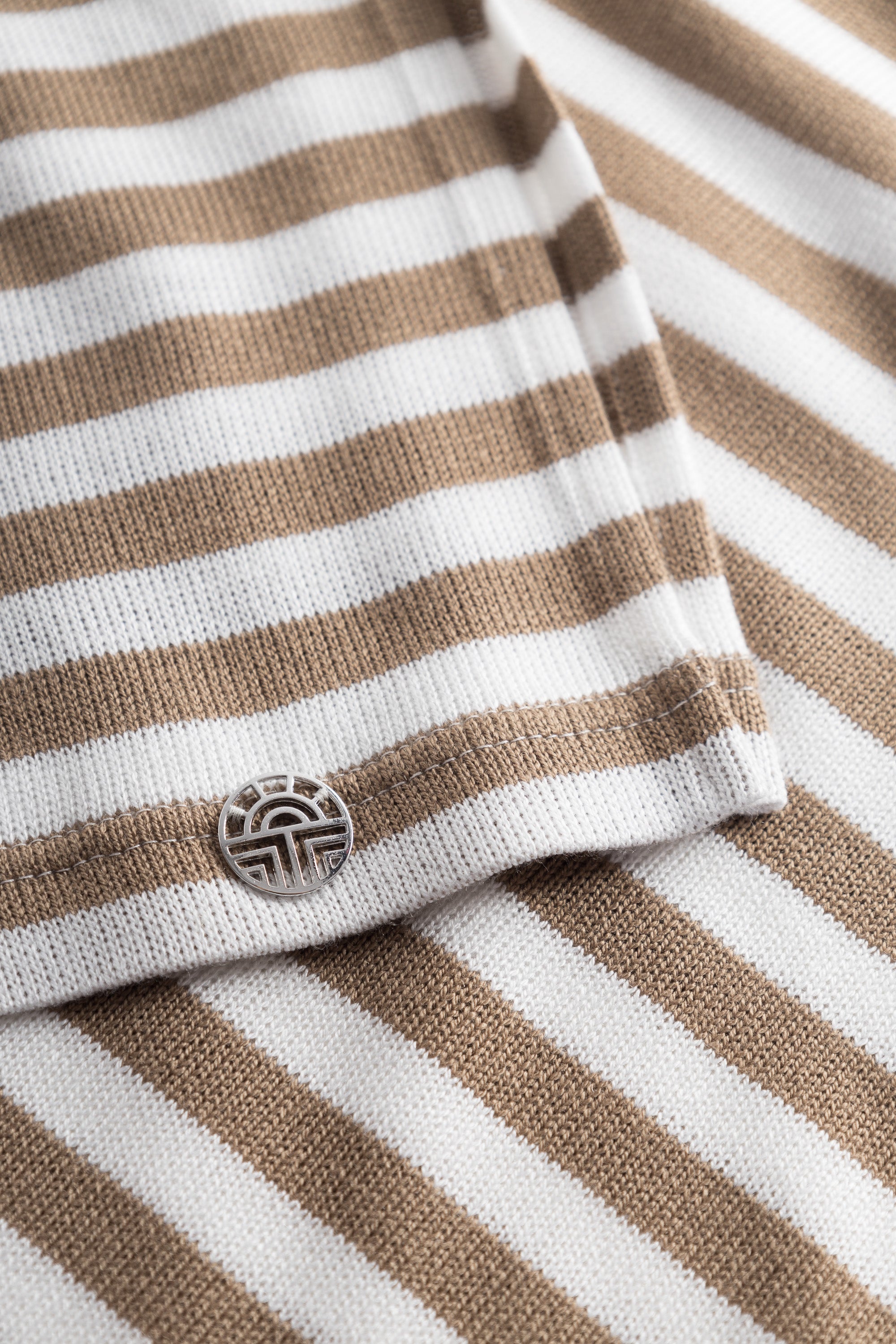 Feraud Shirt, 3/4 Sleeve, Round Neck Knit Ringl (3231176) White-Toffee
