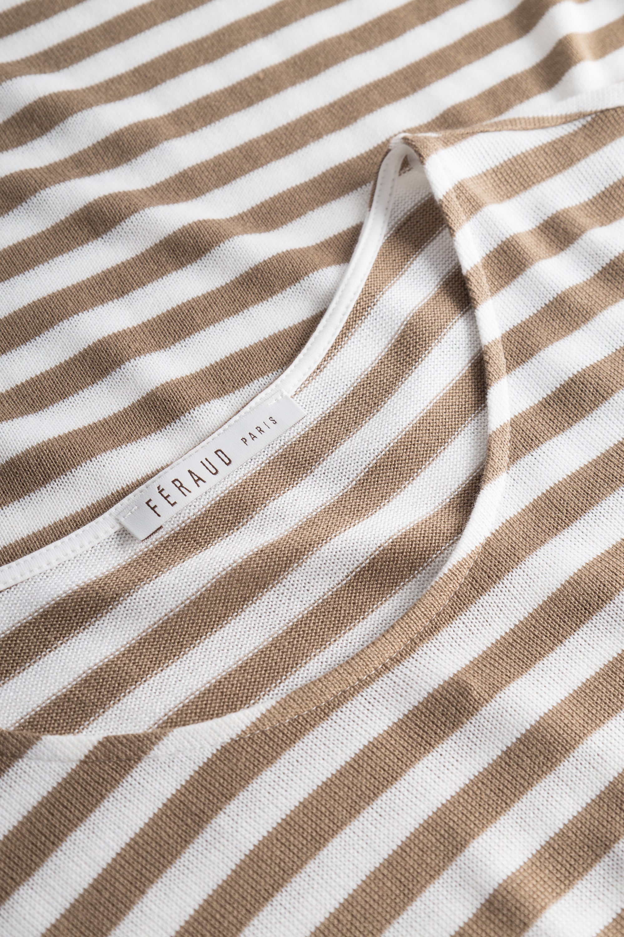 Feraud Shirt, 3/4 Sleeve, Round Neck Knit Ringl (3231176) White-Toffee