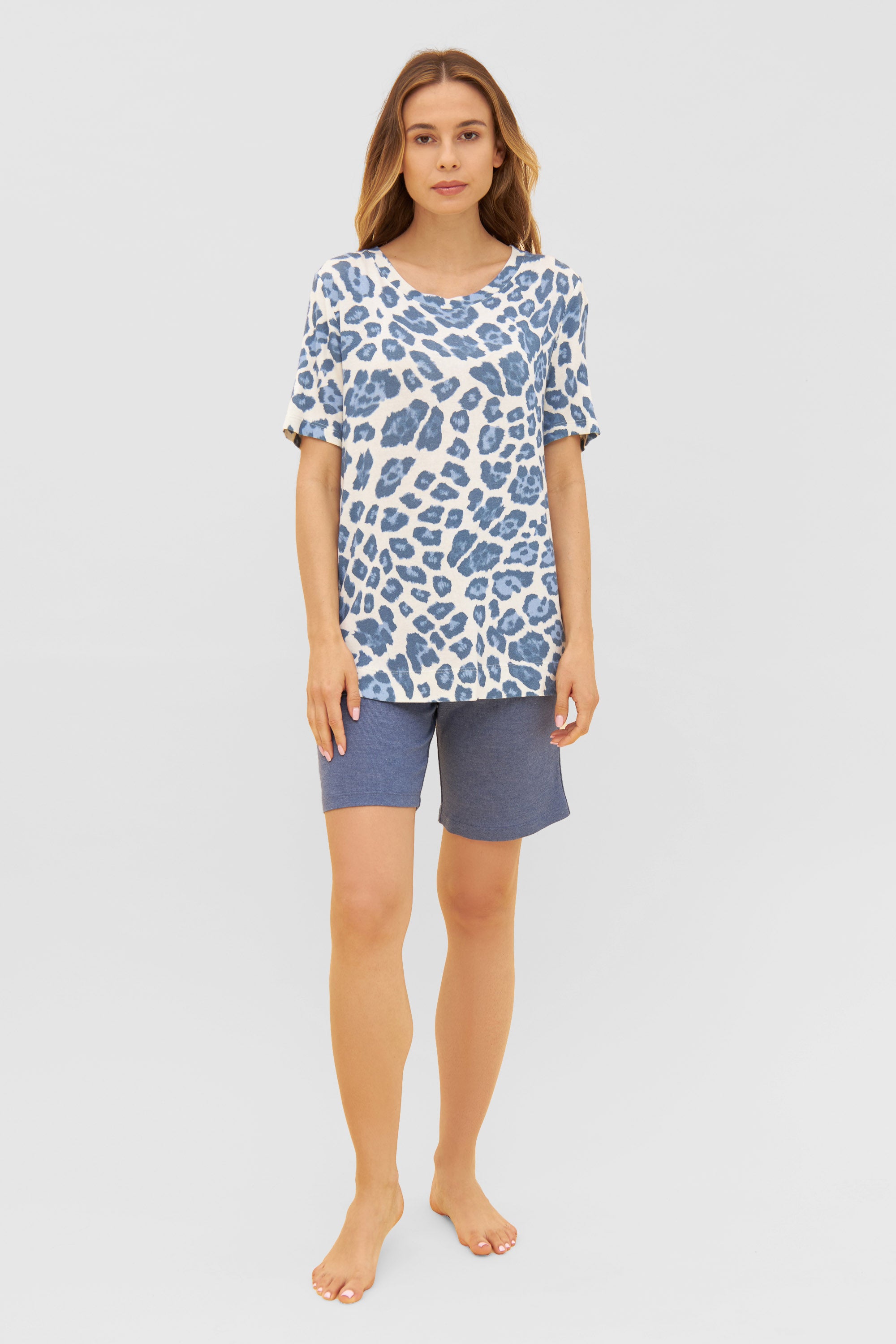 Feraud Shirt, 1/2 Sleeve, Round Neck Knit Leo-P (3231190) Modern Leo