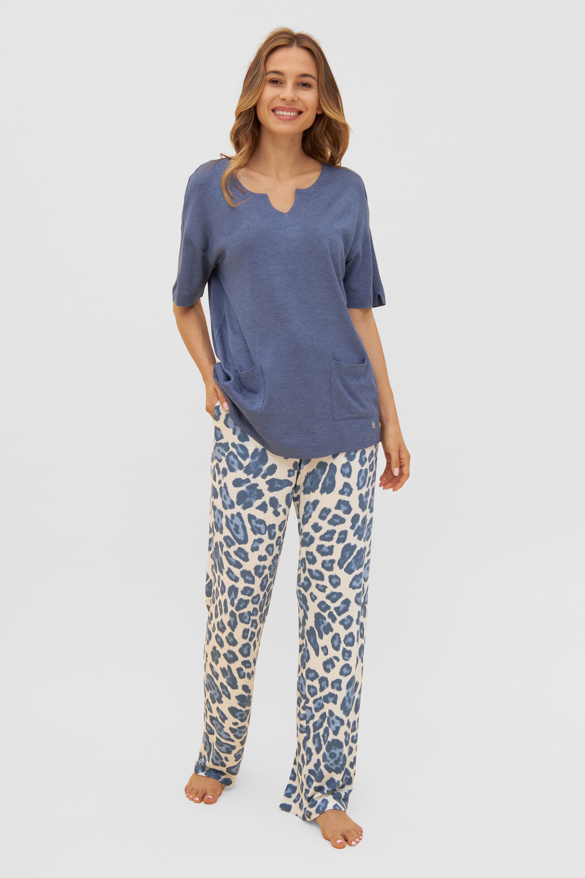 Feraud Pants, 1/1, Pockets, Loose Fit Knit Leo- (3231192) Modern Leo