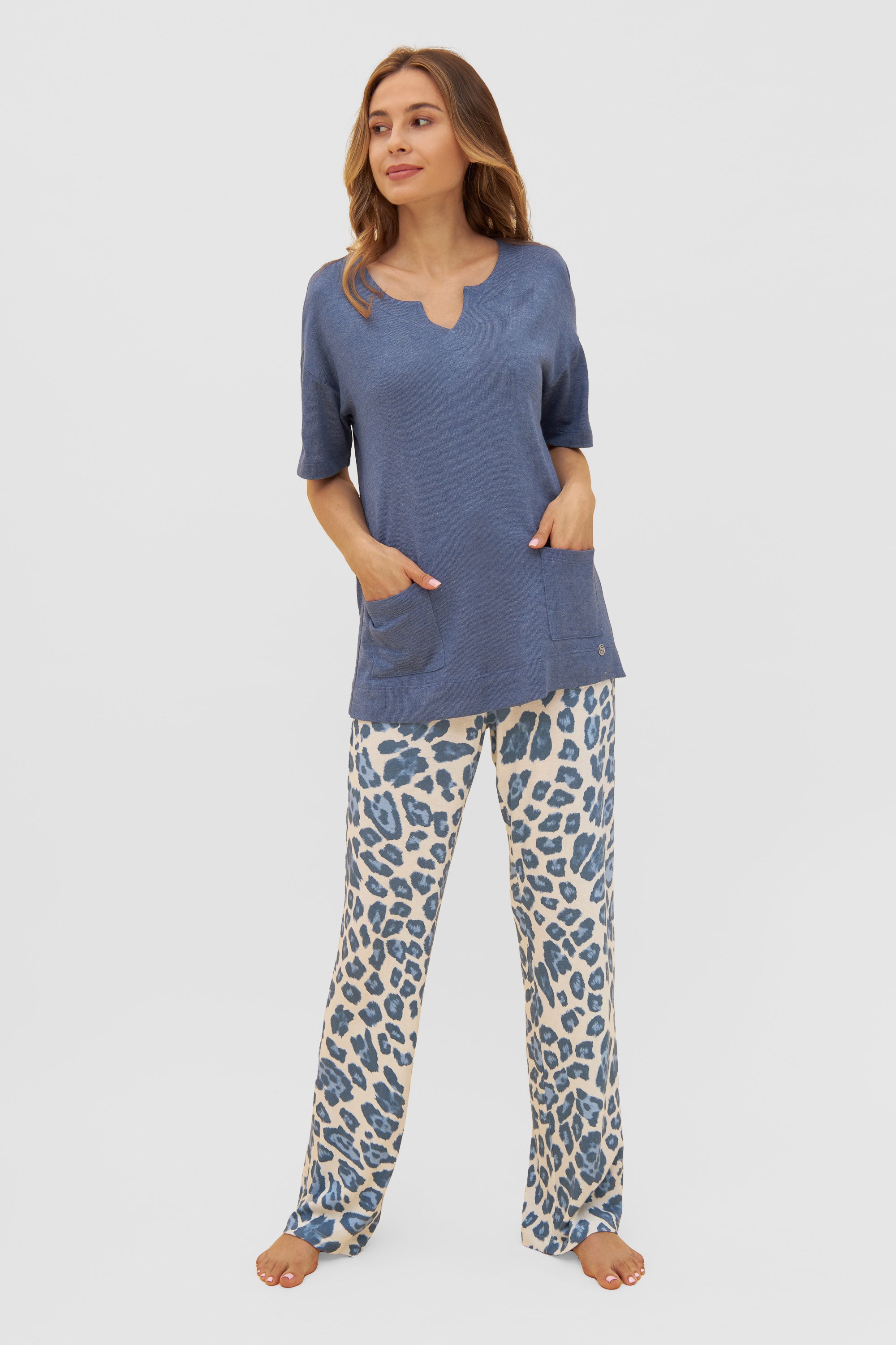 Feraud Shirt, 1/2 Sleeve, Round Neck, Pockets K (3231193) Blue