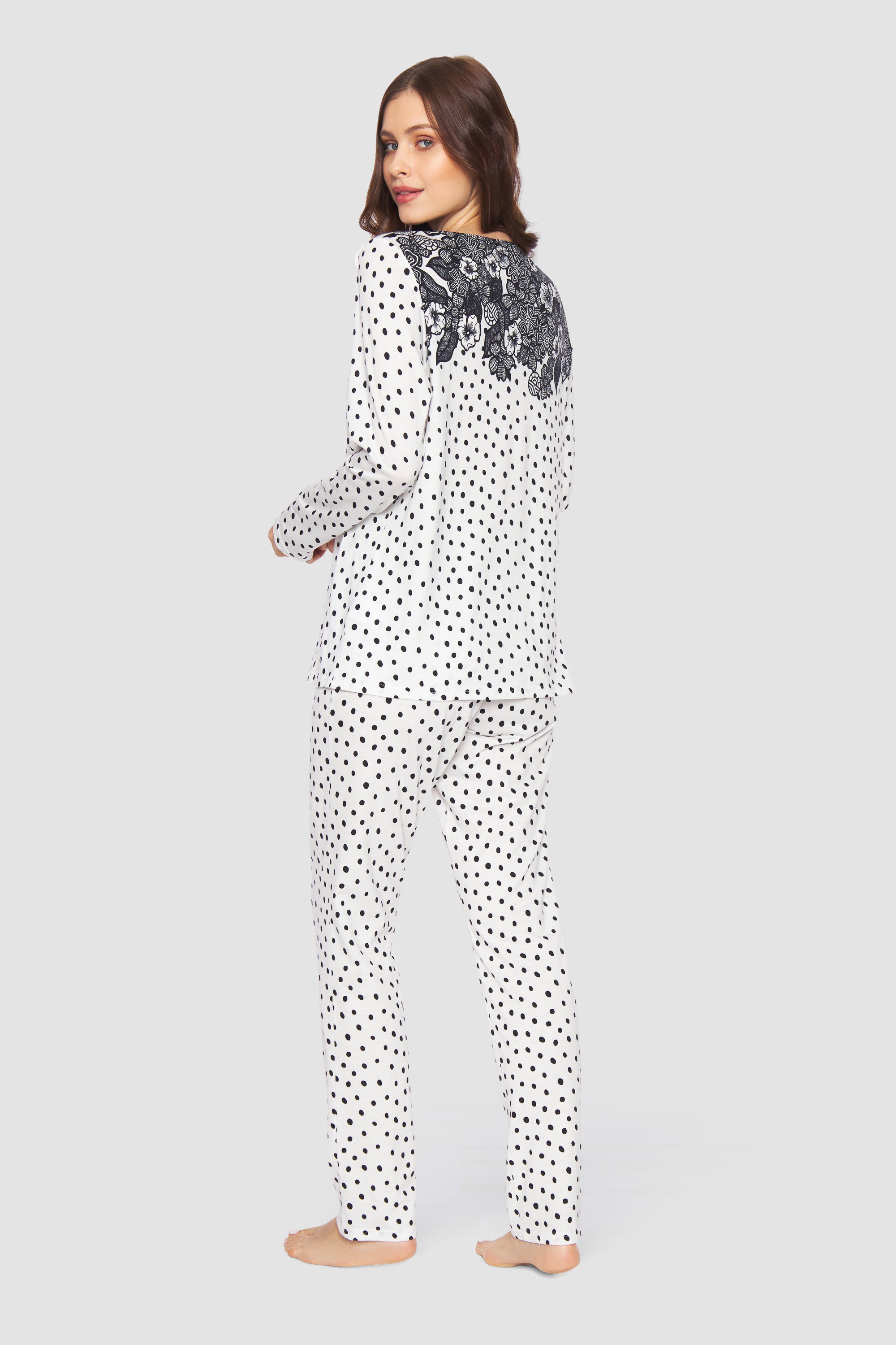 Feraud Pajama, 1/1 Sleeve, Pants 1/1, Round Neck Fl (3231250) Placed Flowers