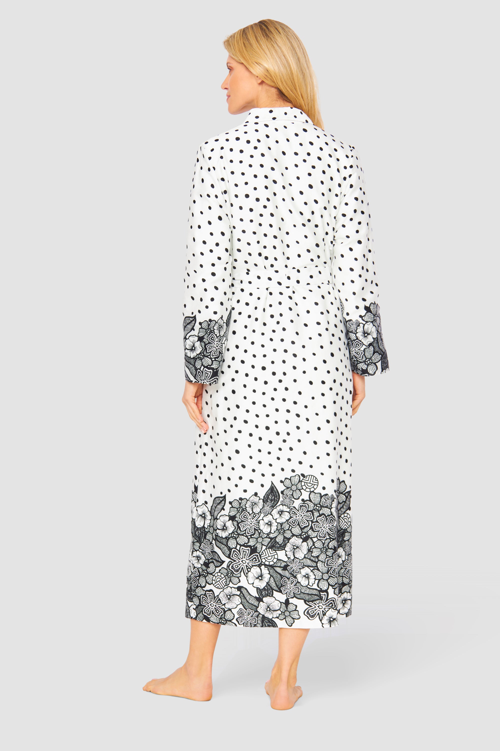 Feraud Robe,1/1 Sleeve,Wrap-Around, Shawl Colla (3231253) Placed Flowers