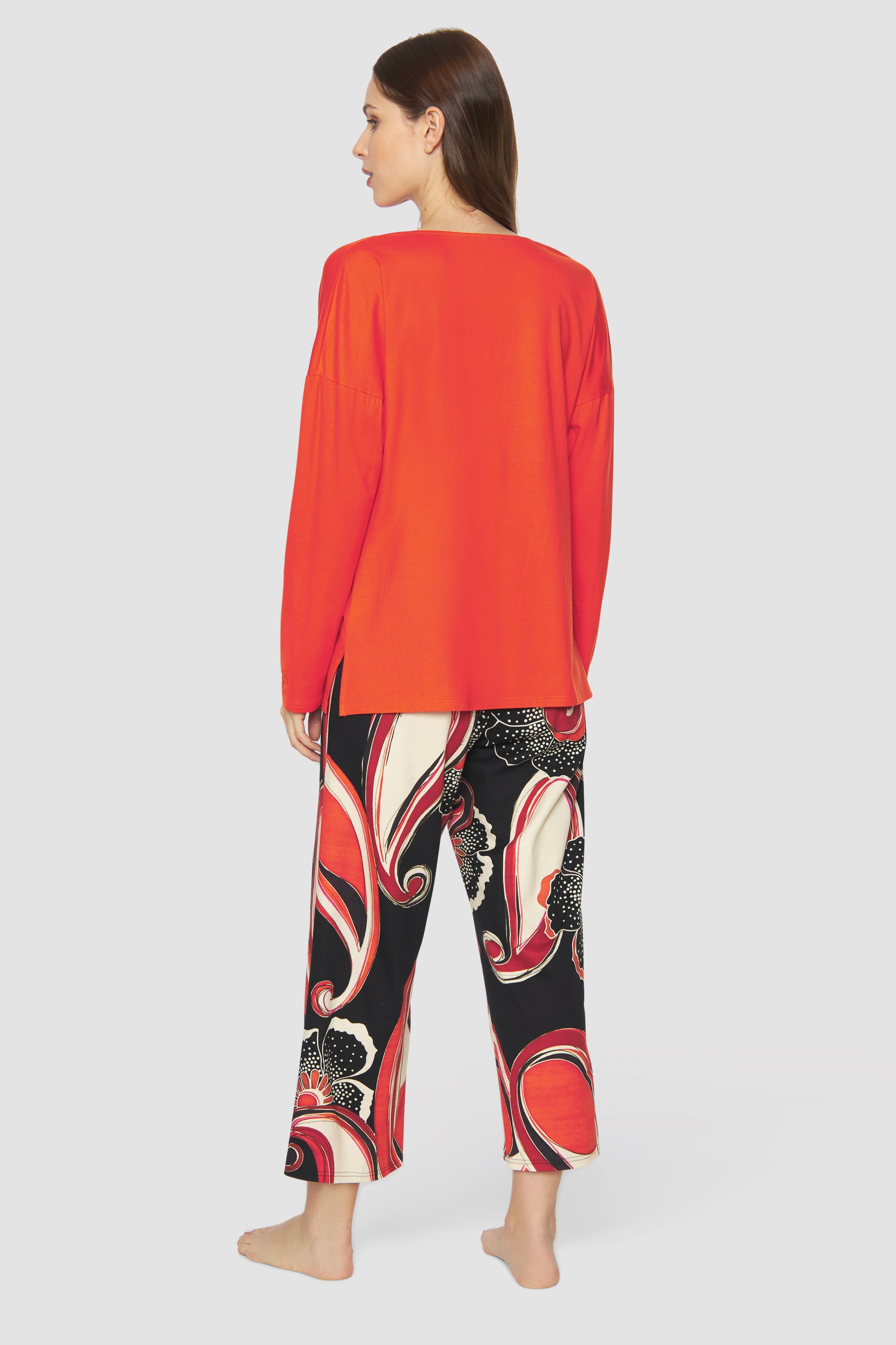 Feraud Pajama, 1/1 Sleeve, Pants Culotte, V-Neck Co (3231258) Big Paisley