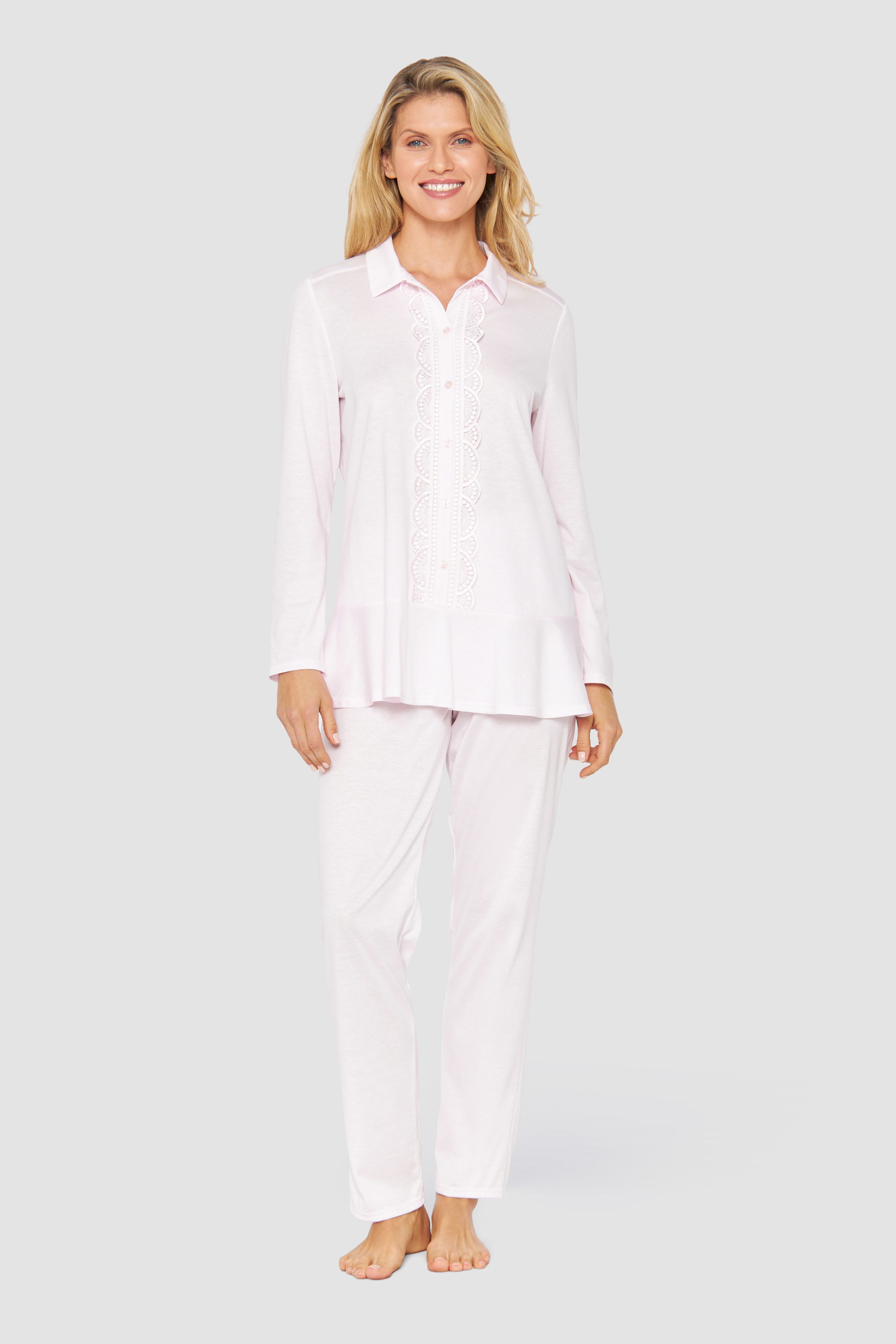 Feraud Pajama, 1/1 Sleeve, Pants, 1/1, Collar, Butt (3231285) Rose