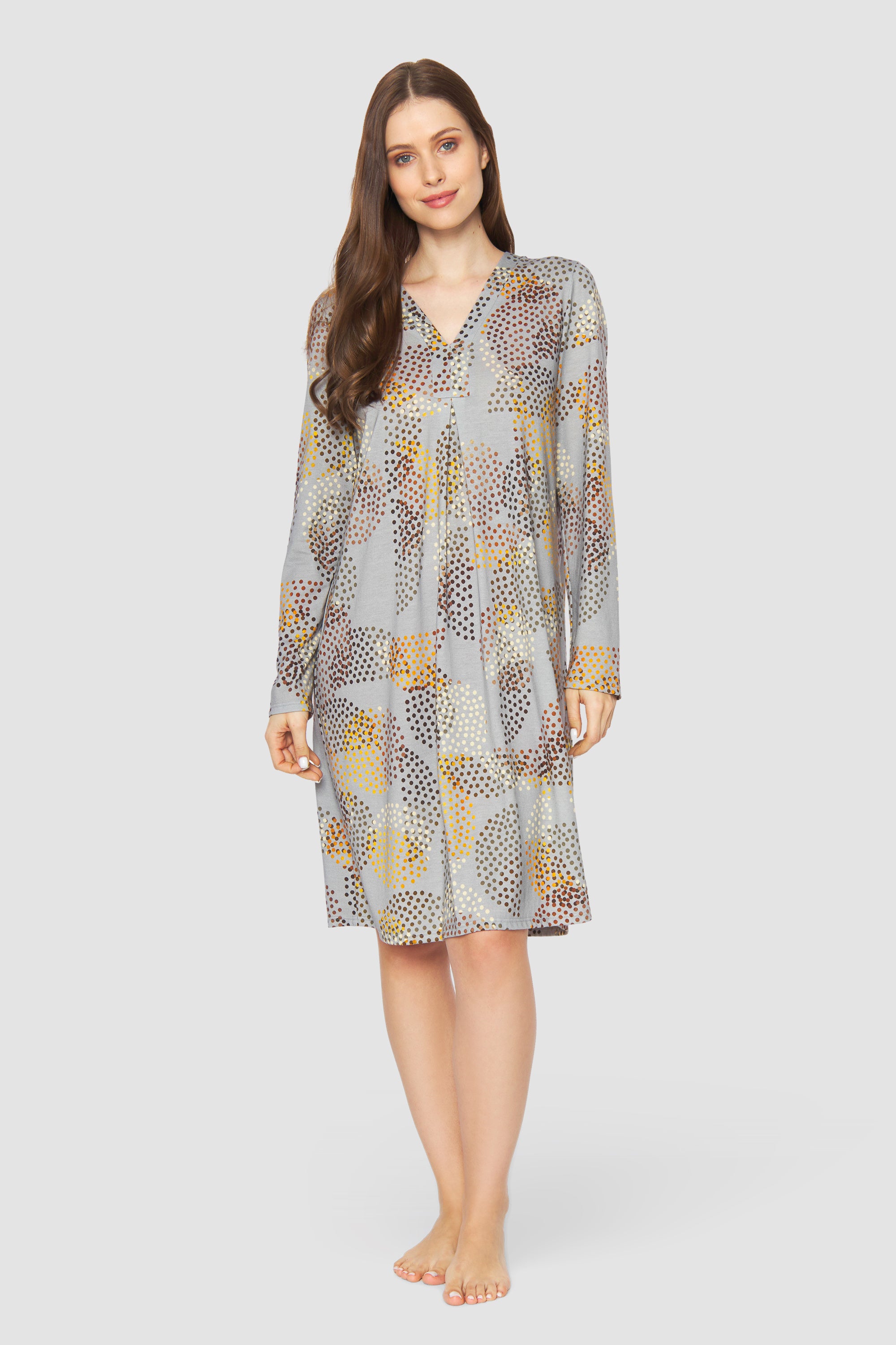 Feraud Night Dress, 1/1 Sleeve, V-Neck Print Dots (3231297) Multicolor Dots