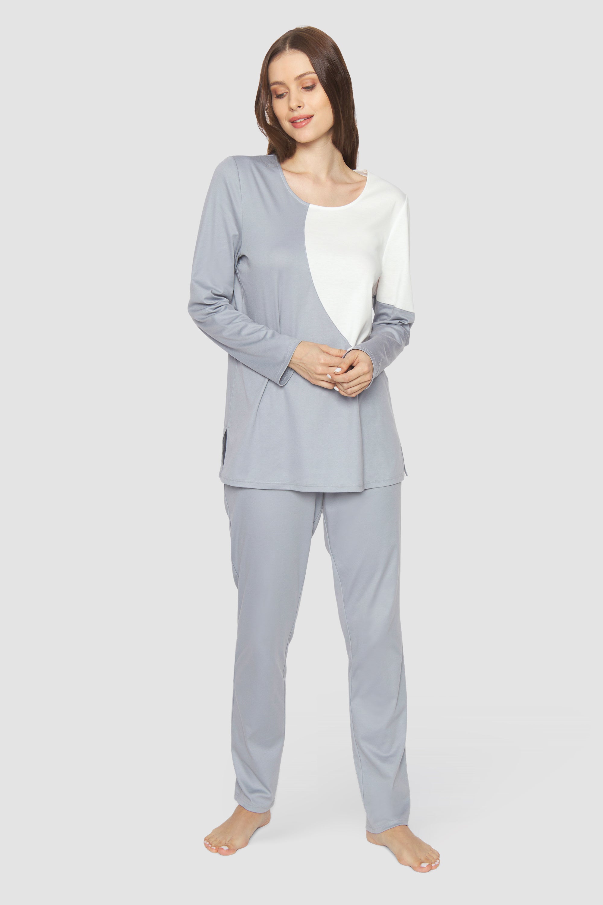 Feraud Pajama, 1/1 Sleeve, Pants 1/1, Round Neck Bi (3231300) Grey