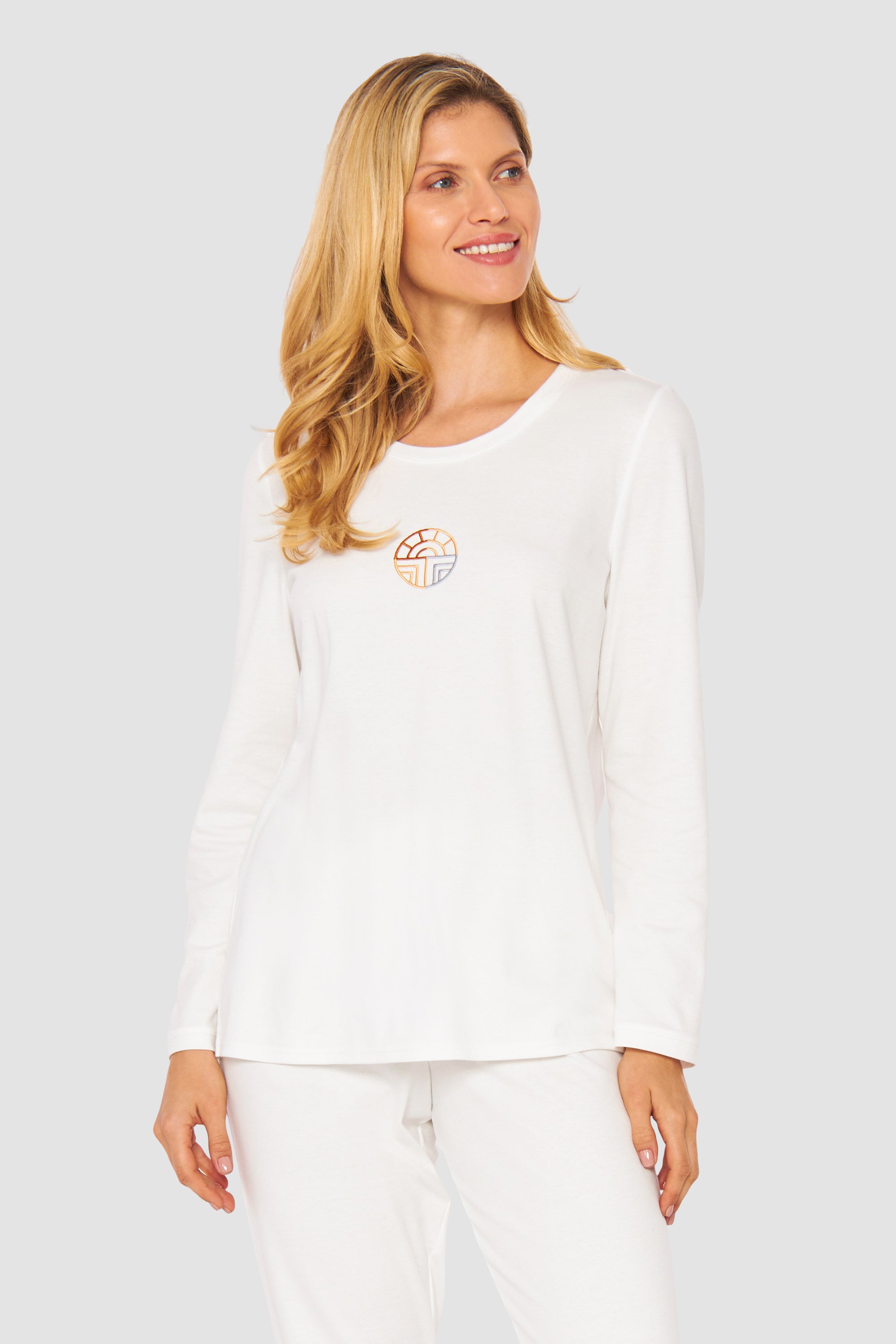 Feraud Pajama, 1/1 Sleeve, Pants 1/1, Round Neck Lo (3231303) Ivory