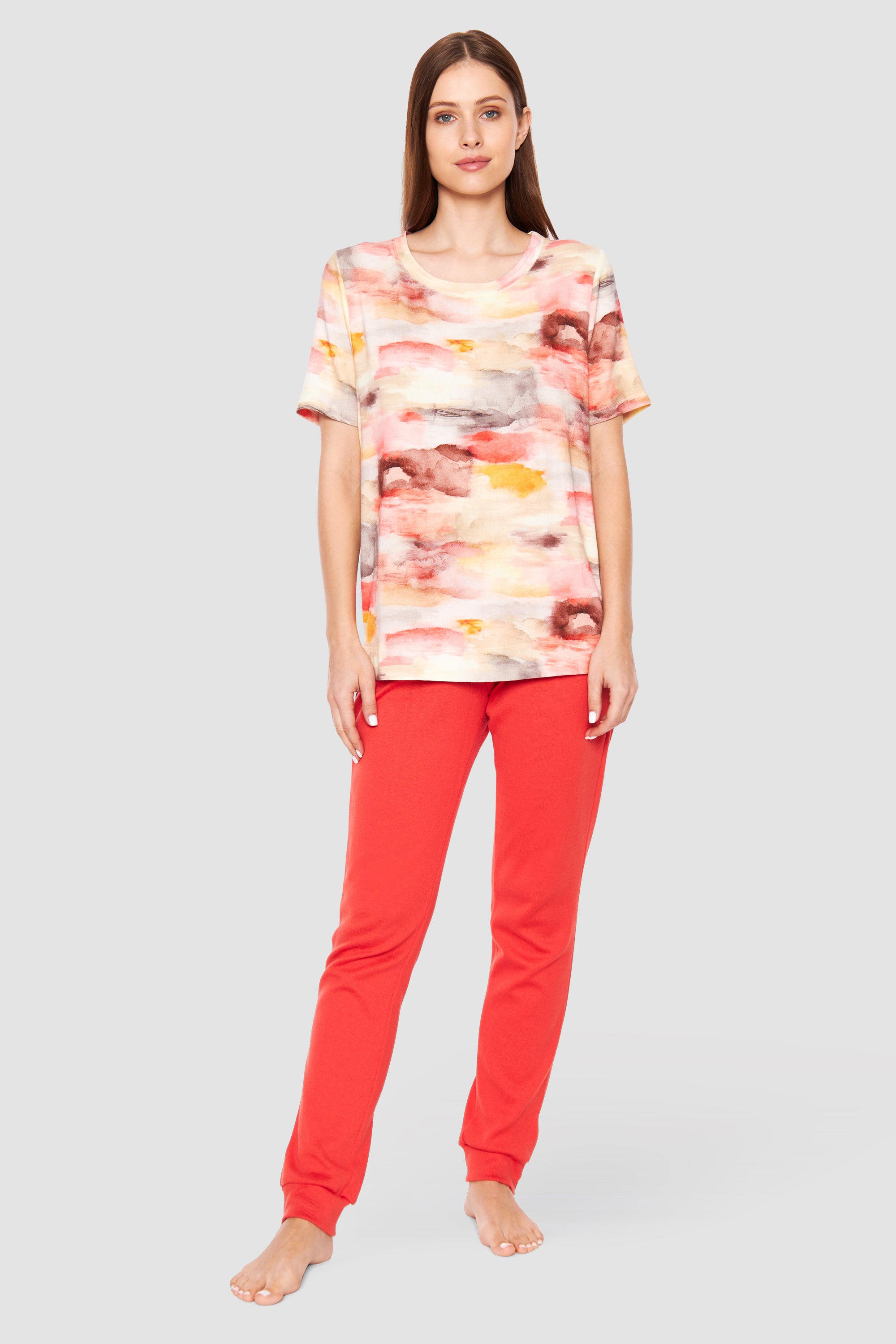 Feraud Shirt, 1/2 Sleeve, Round Neck Knit Print (3231321) Sunrise-Multicolor