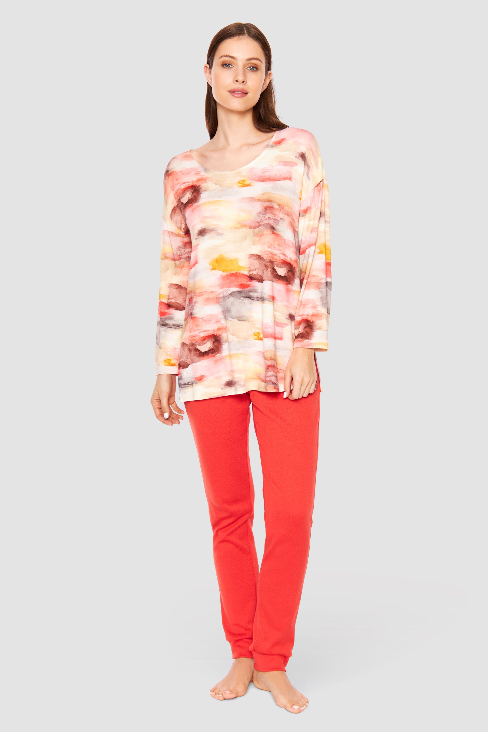 Feraud Shirt, 1/1 Sleeve, Round Neck Knit Print (3231322) Sunrise-Multicolor