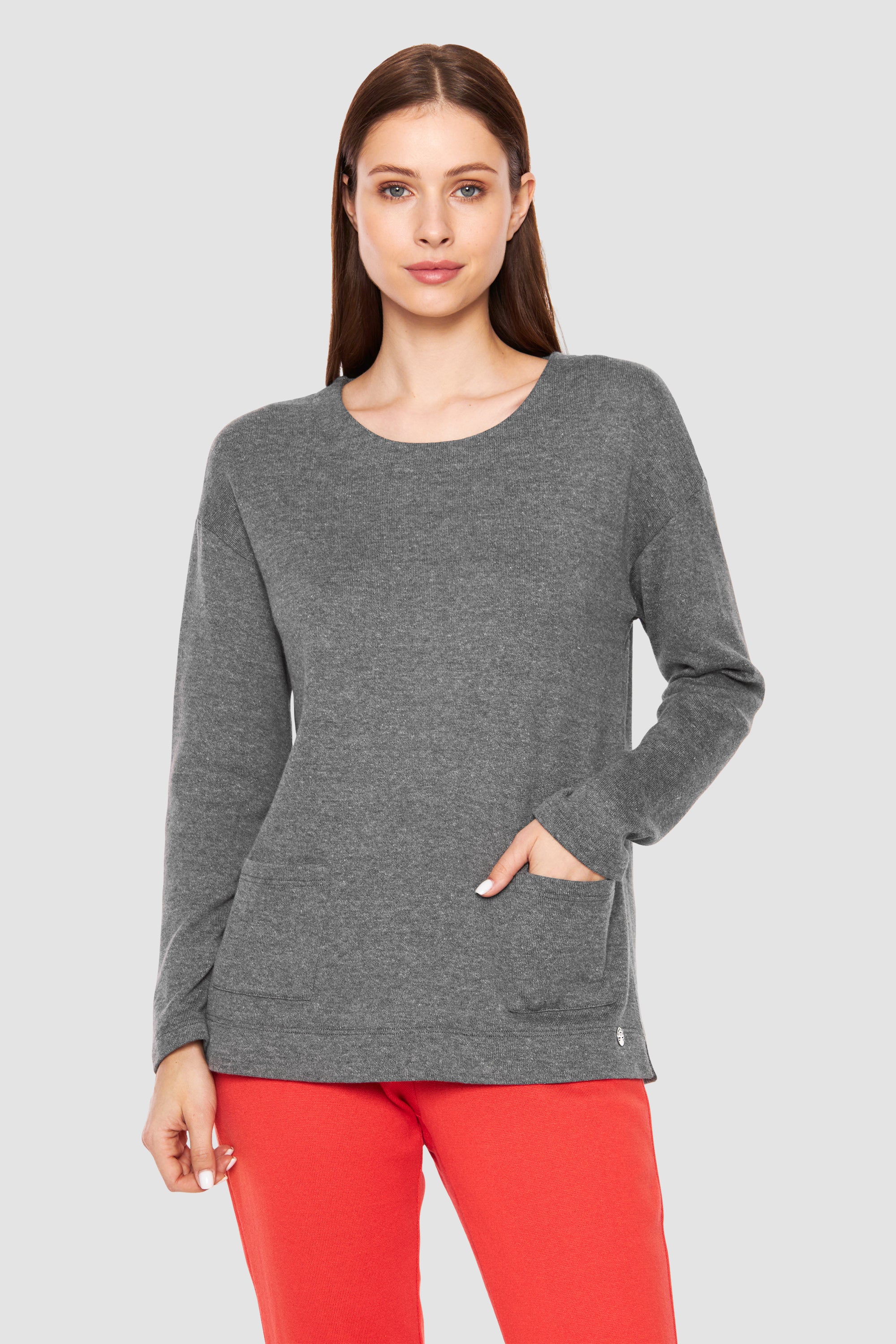 Feraud Shirt, 1/1 Sleeve, Round Neck, Pockets K (3231324) Heather Dark Grey