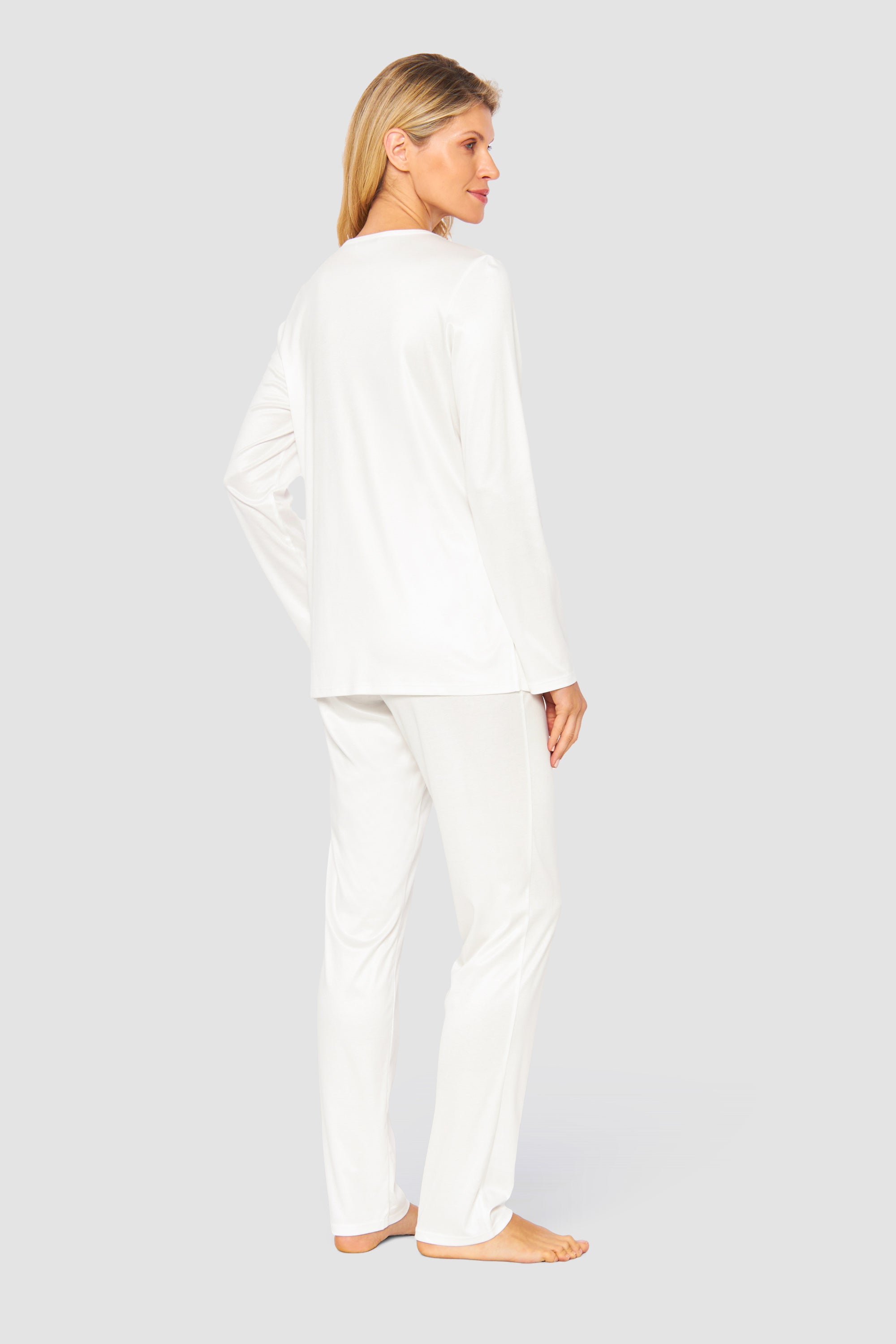 Feraud Pajama, 1/1 Sleeve, Pants 1/1, V-Neck Raffin (3231345) Ivory