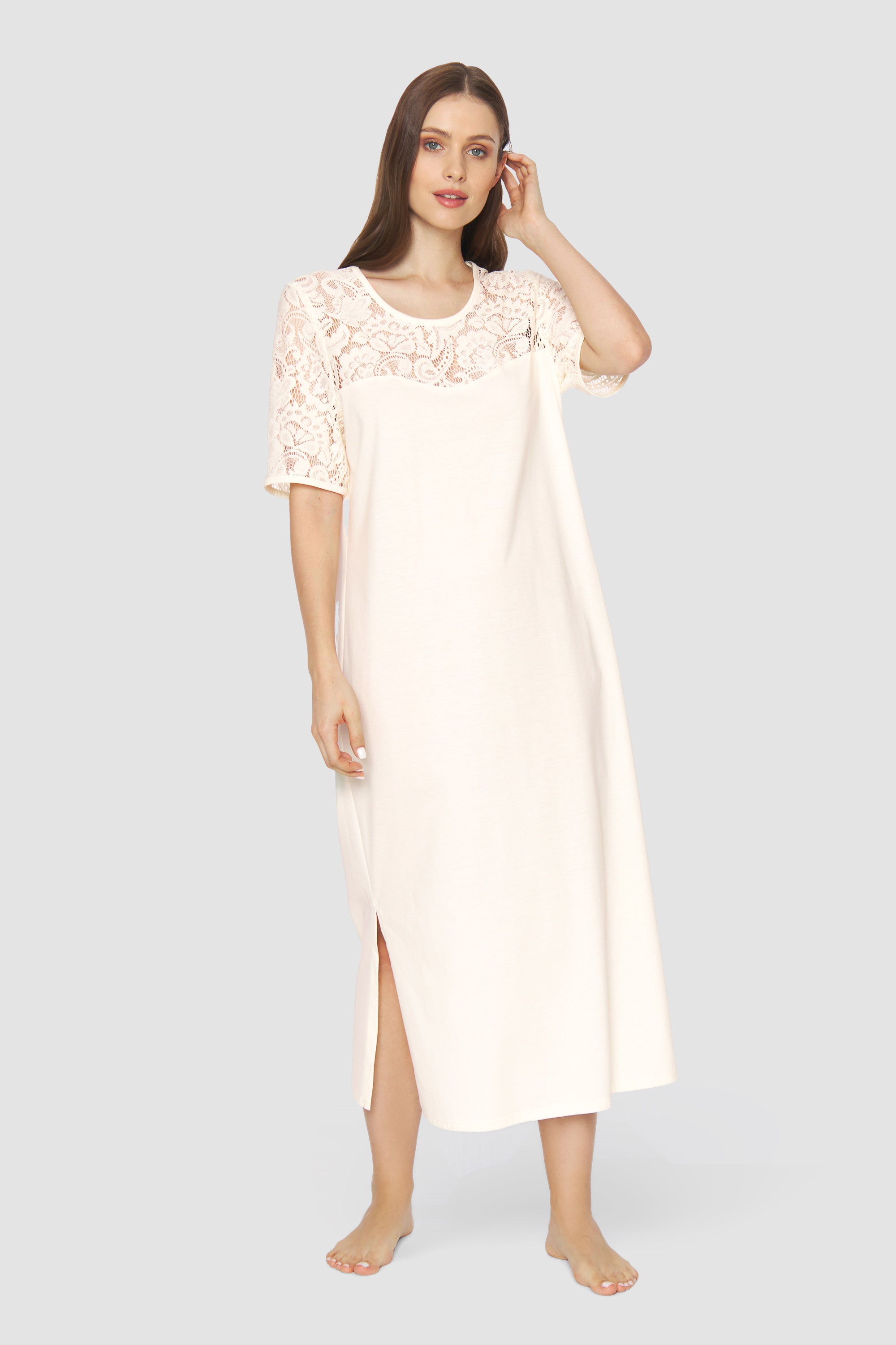 Feraud Night Dress, 1/2 Sleeve, Round Neck Romantic Lace (3231365) Soft Touch
