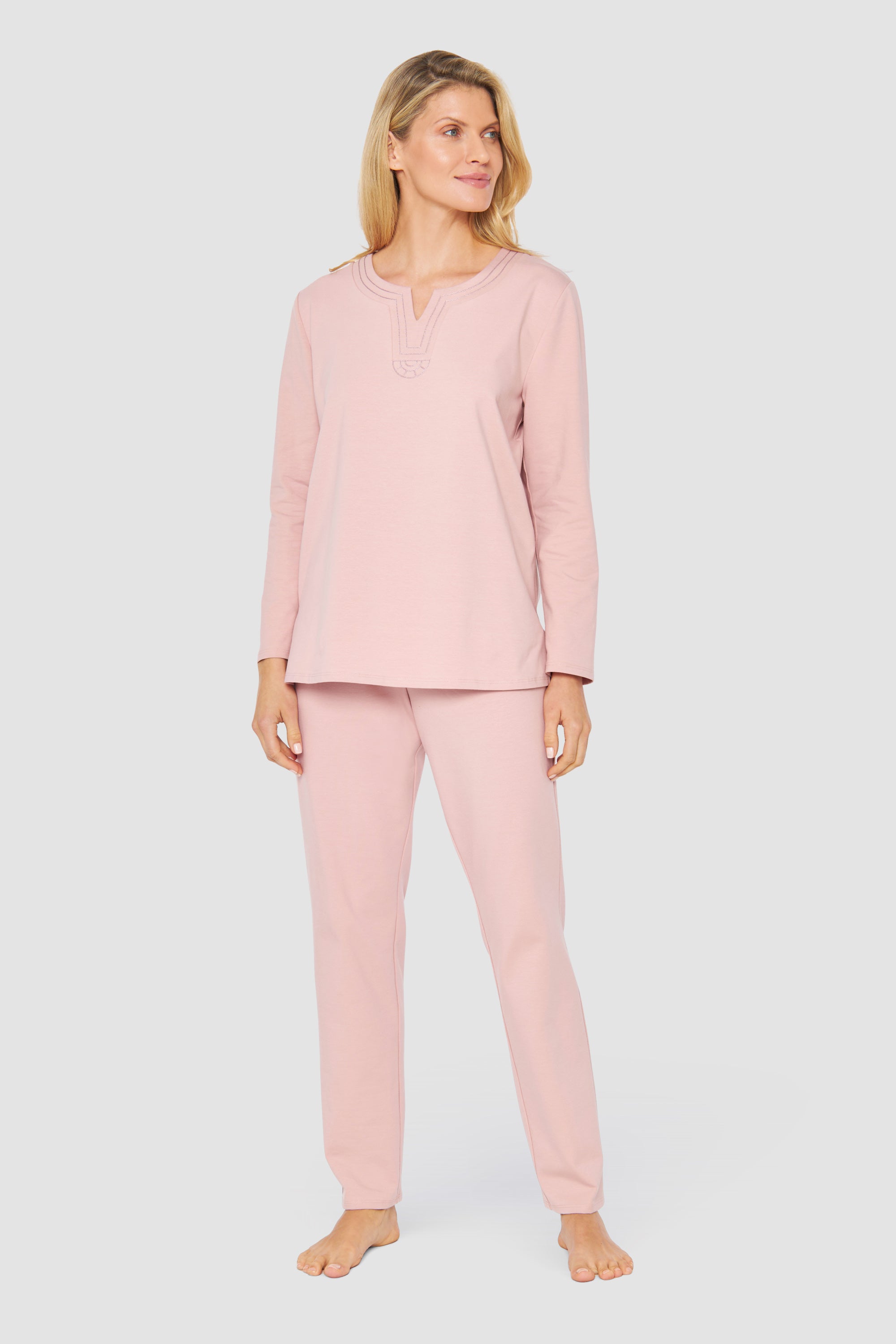 Feraud Pajama, 1/1 Sleeve, Pants 1/1, Round Neck Ha (3231376) Dusty Rose