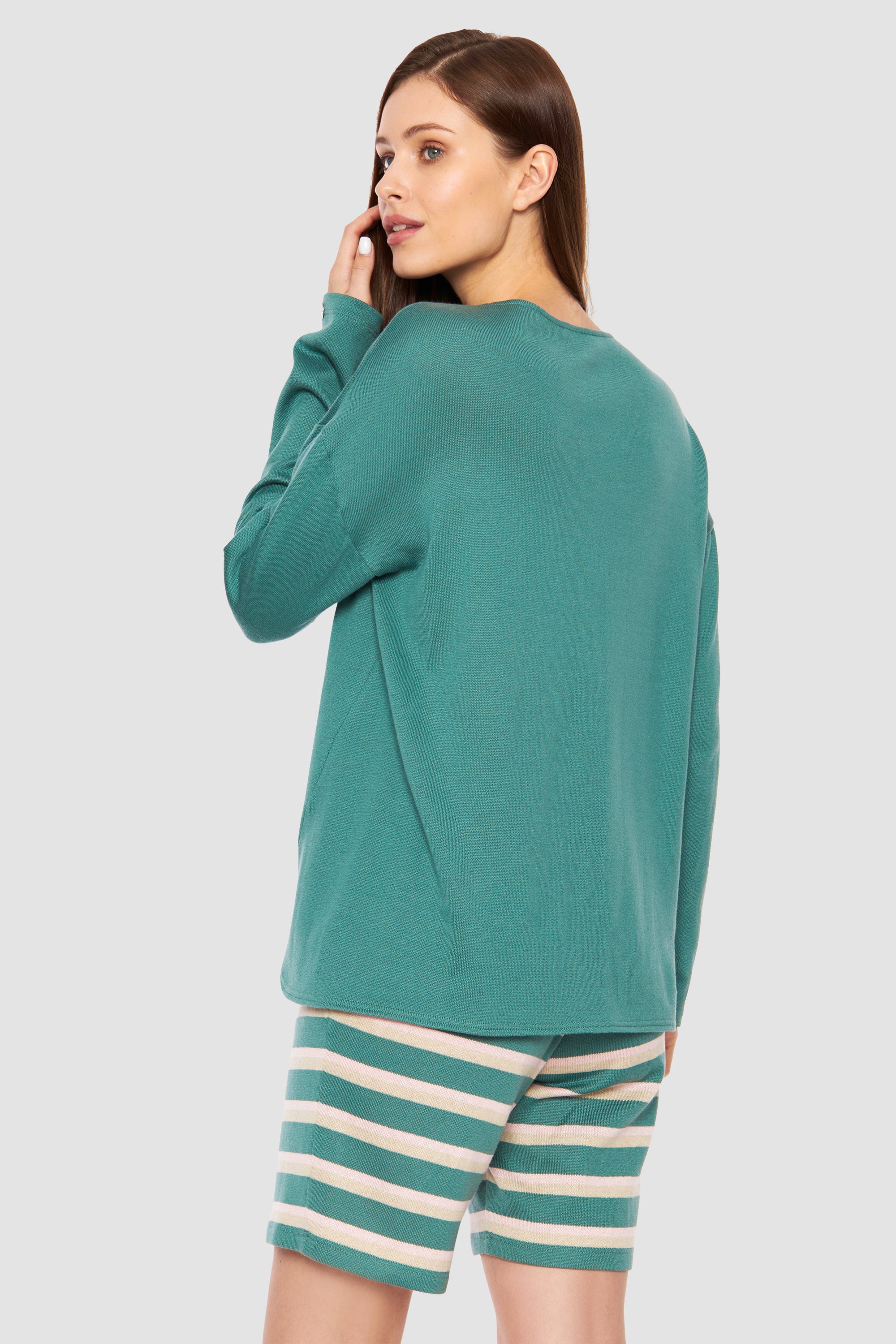 Feraud Shirt, 1/1 Sleeve, V-Neck Knit Uni (3231390) Frozen Green