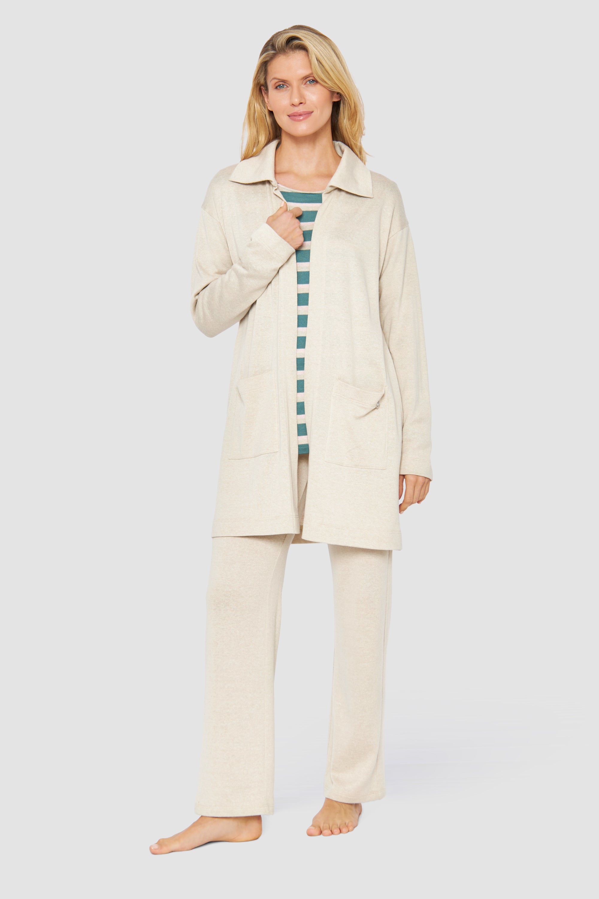 Feraud Jacket, 1/1 Sleeve, Pockets Knit Uni (3231394) Sand