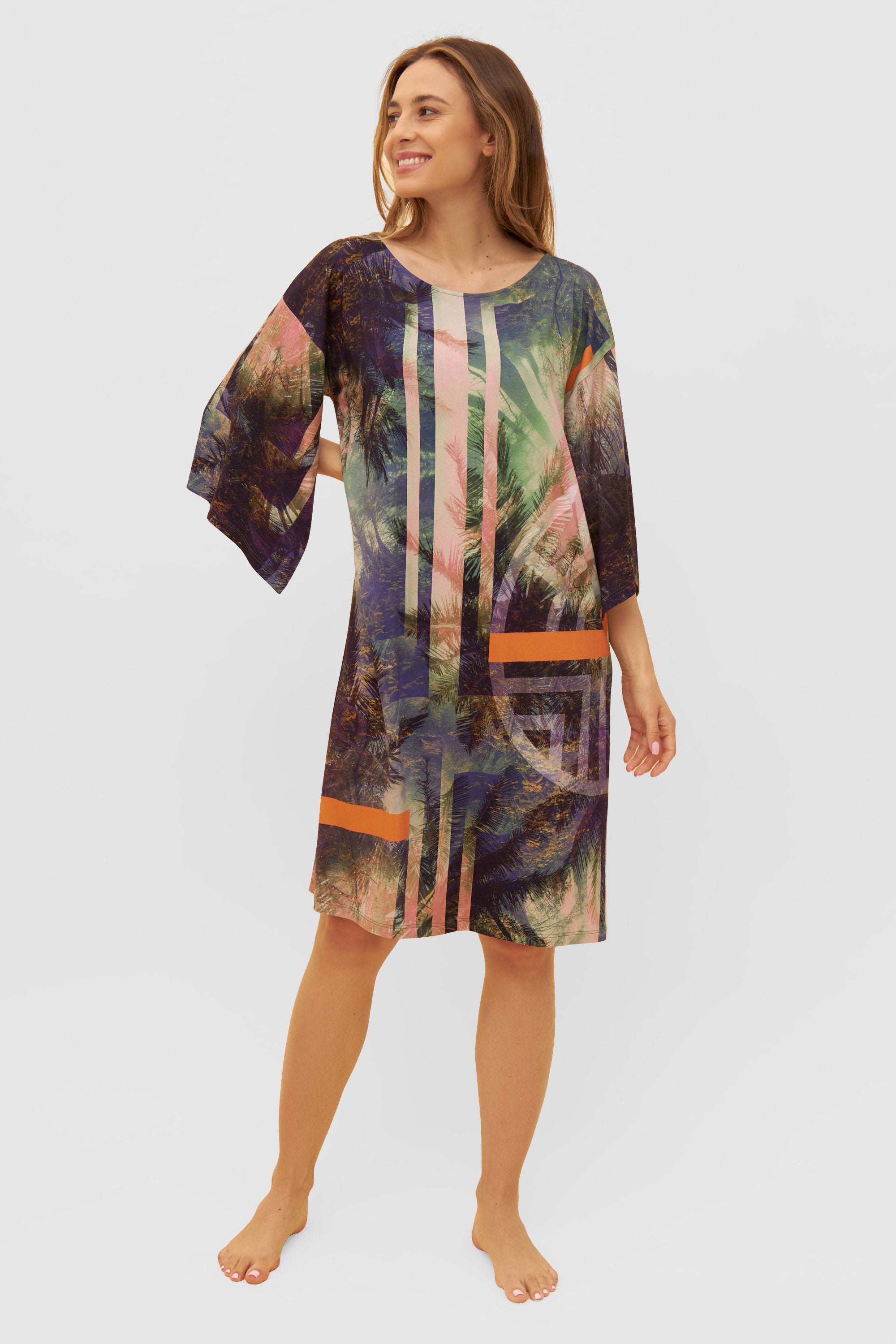 Feraud Beach Dress, 3/4 Sleeve, Round Neck Mystic Feraud (3235102) Palm Beach