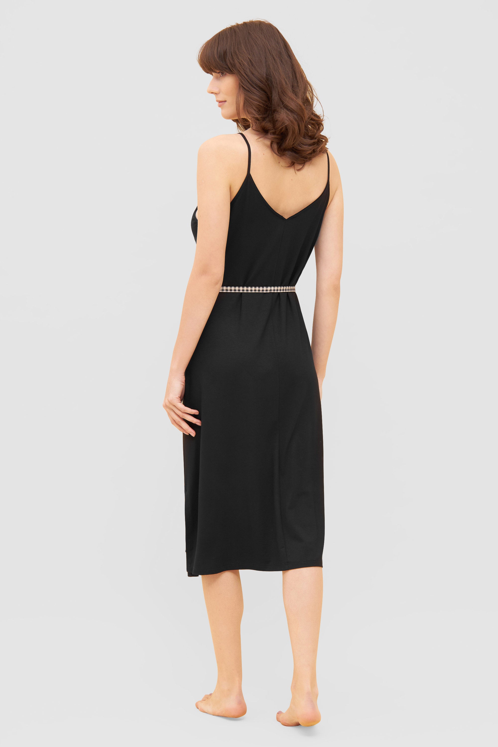 Feraud Beach Dress, Spaghetti Straps, Belt Black Check (3235106) Black