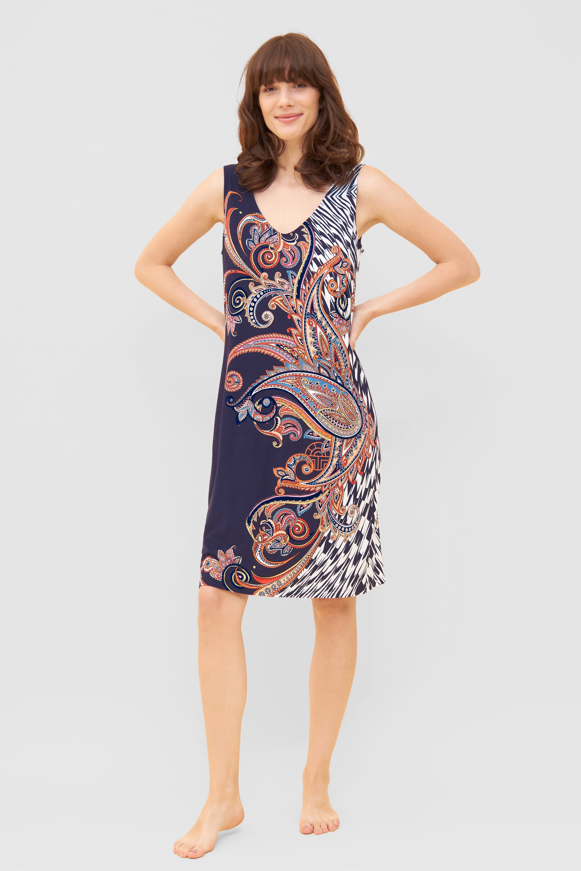 Feraud Beach Dress, Sleeveless, V-Neck Atlantis Paisley (3235121) Big Paisley