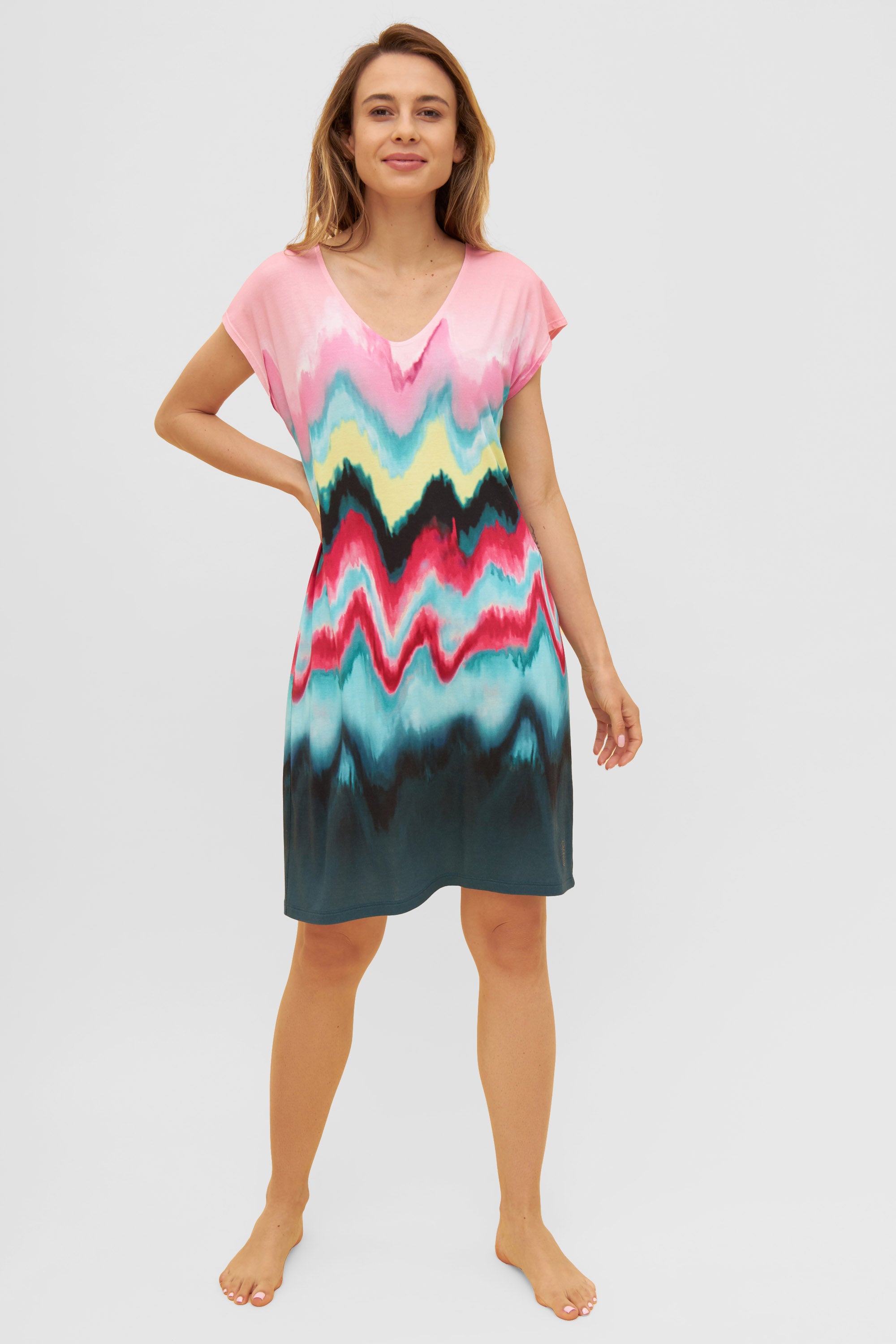 Feraud Beach Dress, Sleeveless Colored Waves (3235160) Dynamic Print