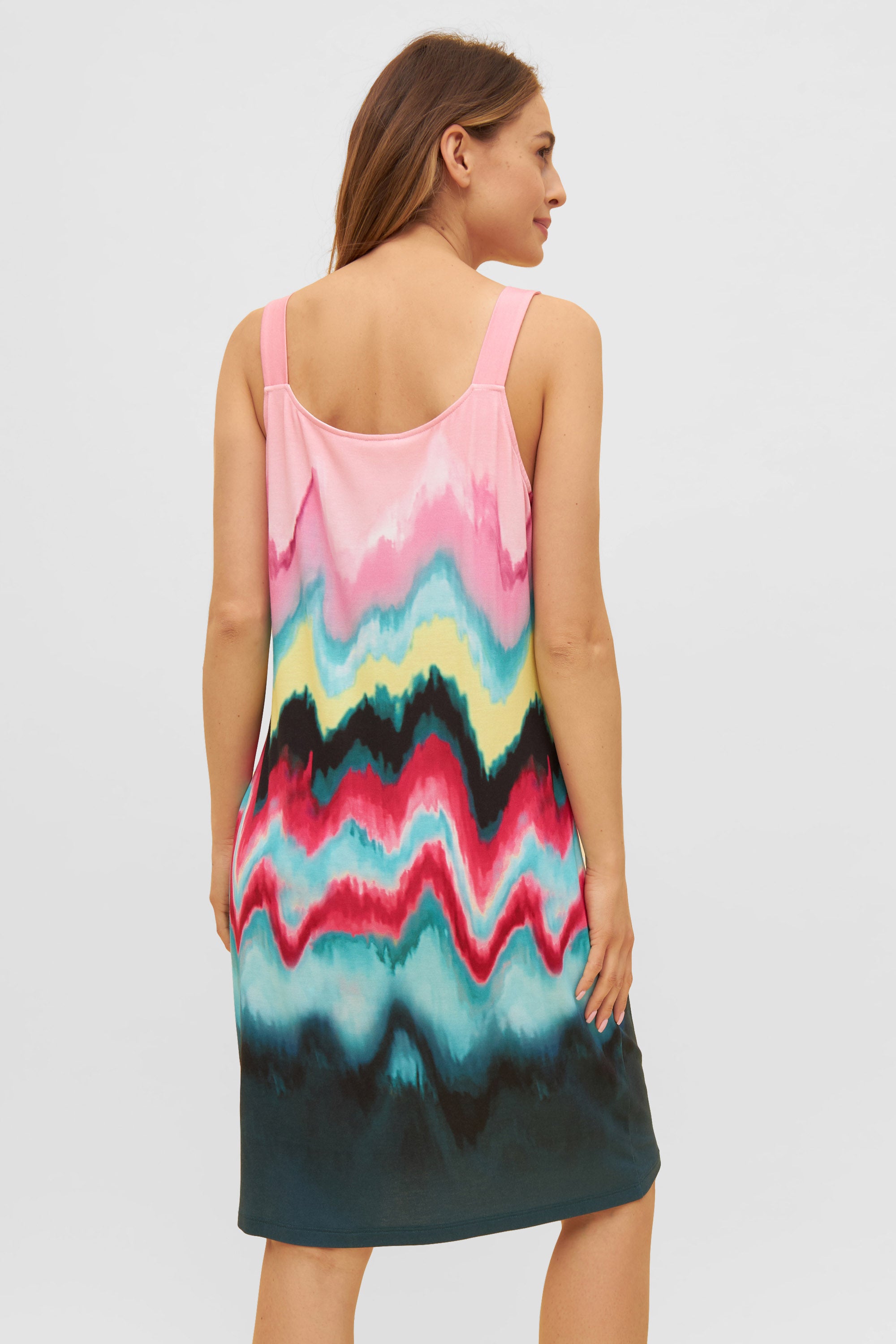 Feraud Beach Dress, Overcut, Round Neck Colored Waves (3235161) Dynamic Print