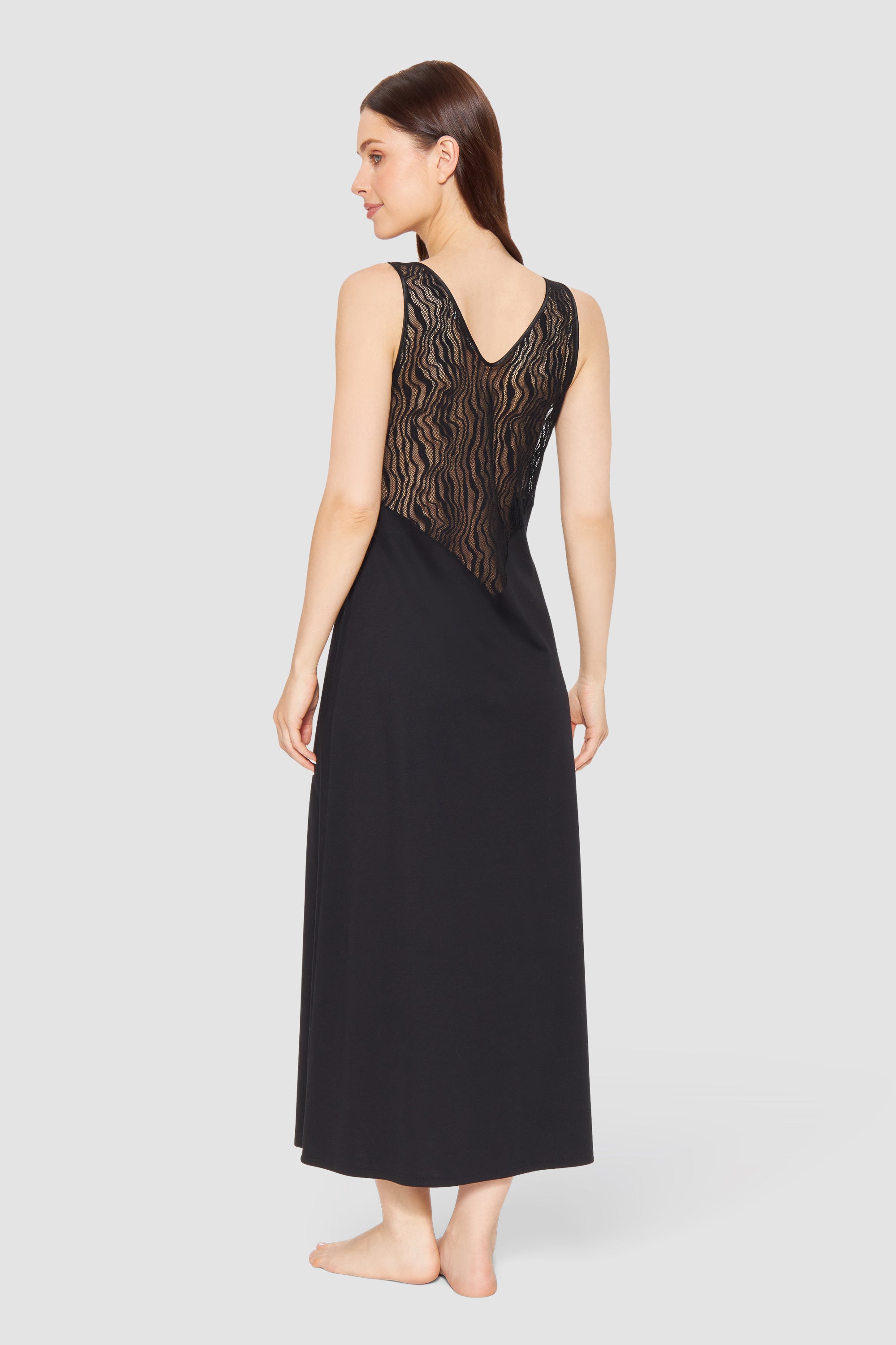 Feraud Night Dress, Sleeveless, V-Neck Animal Lace (3241004) Black