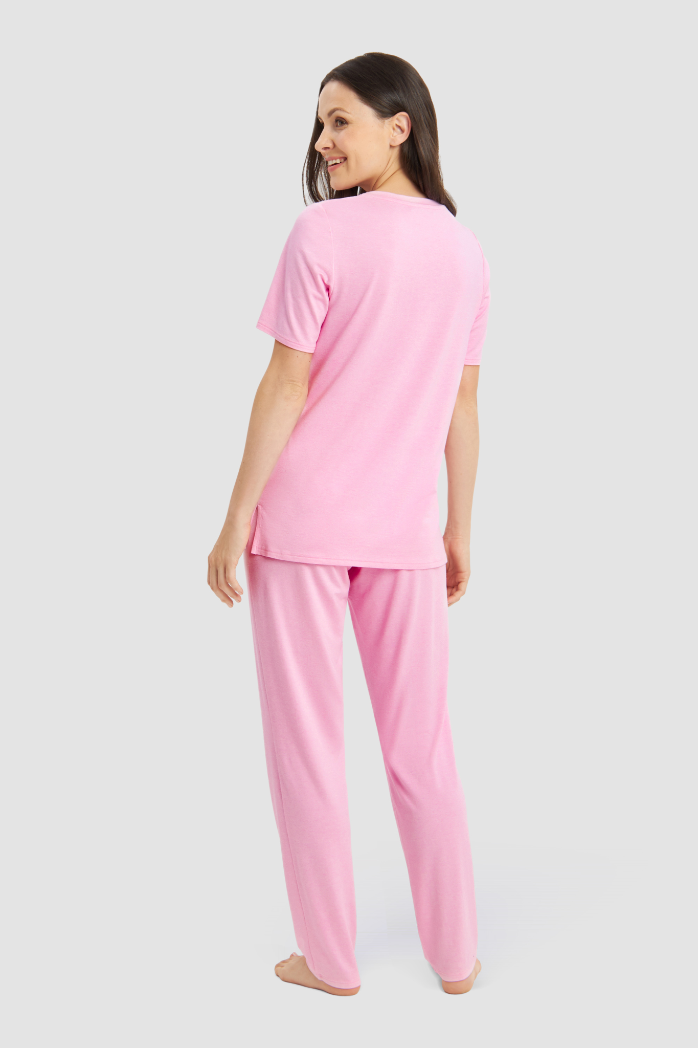 Féraud Pyjamas back view in Heather Rose